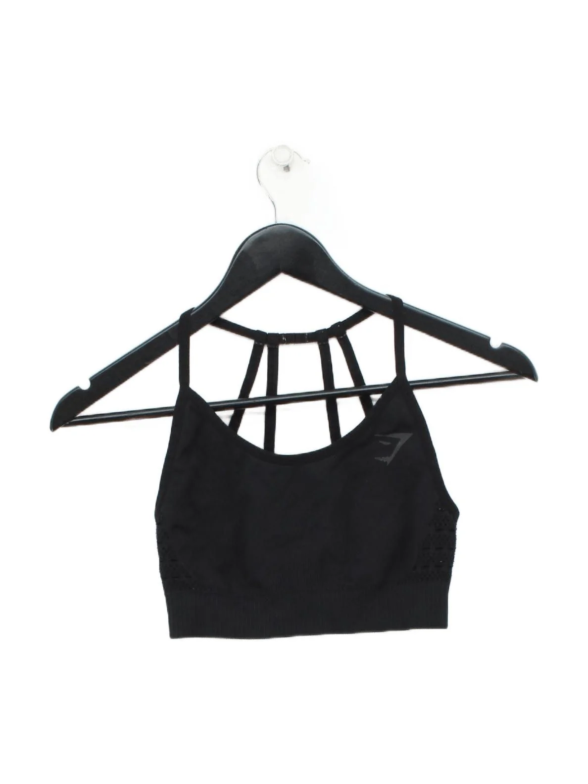 Gymshark Women's Top XS Black Nylon with Elastane Sleeveless Round Neck Cropped
