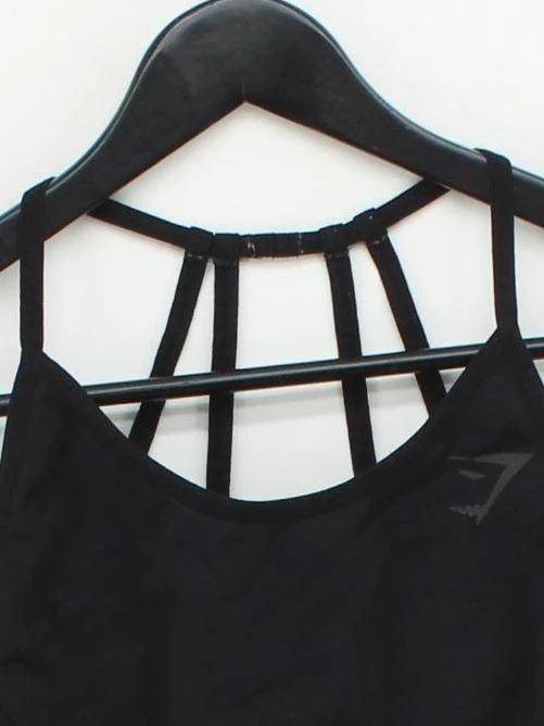 Gymshark Women's Top XS Black Nylon with Elastane Sleeveless Round Neck Cropped - Image 3