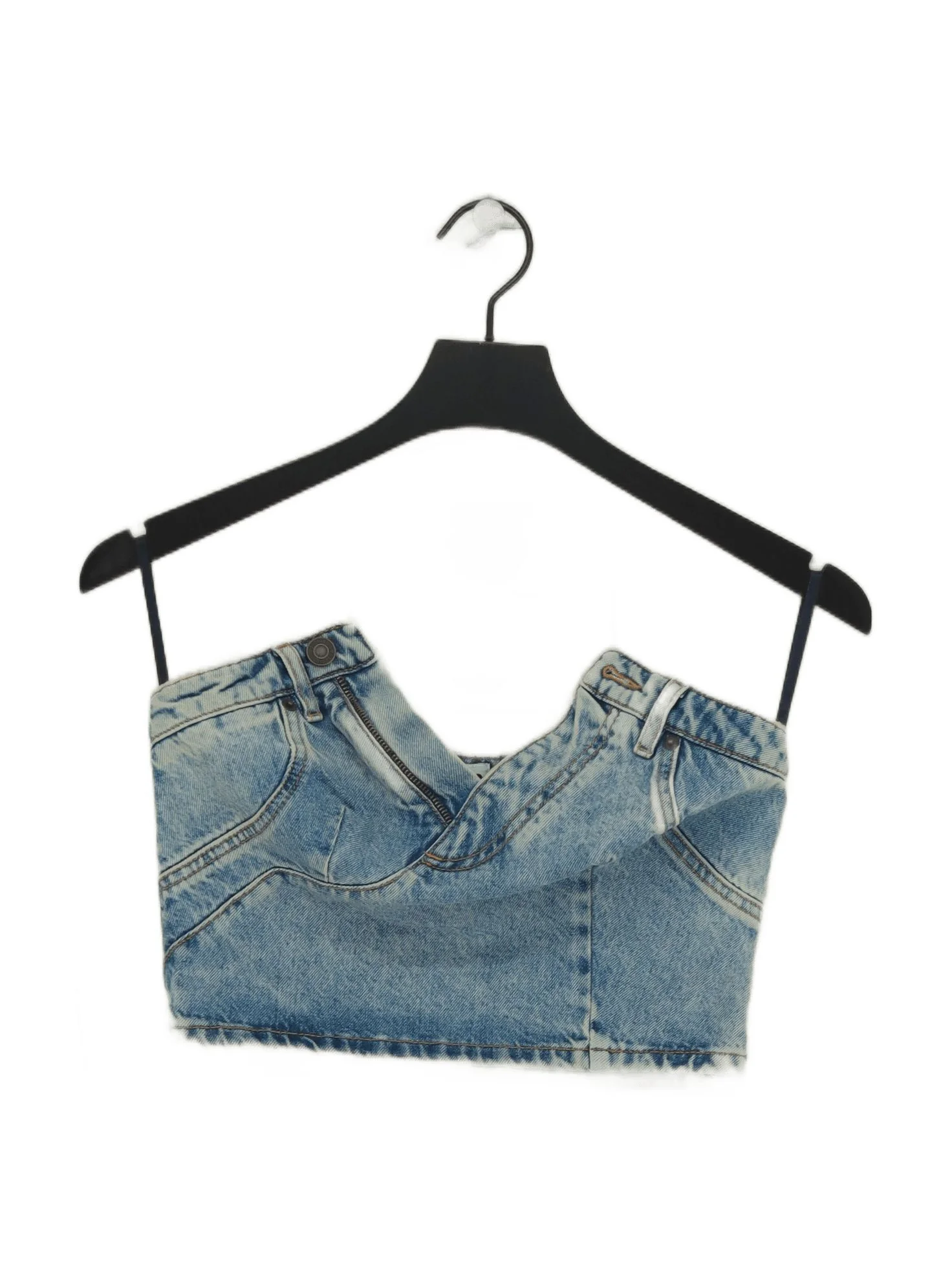 H&moschino Women's Top UK 8 Blue 100% Cotton Sleeveless Square Neck Cropped