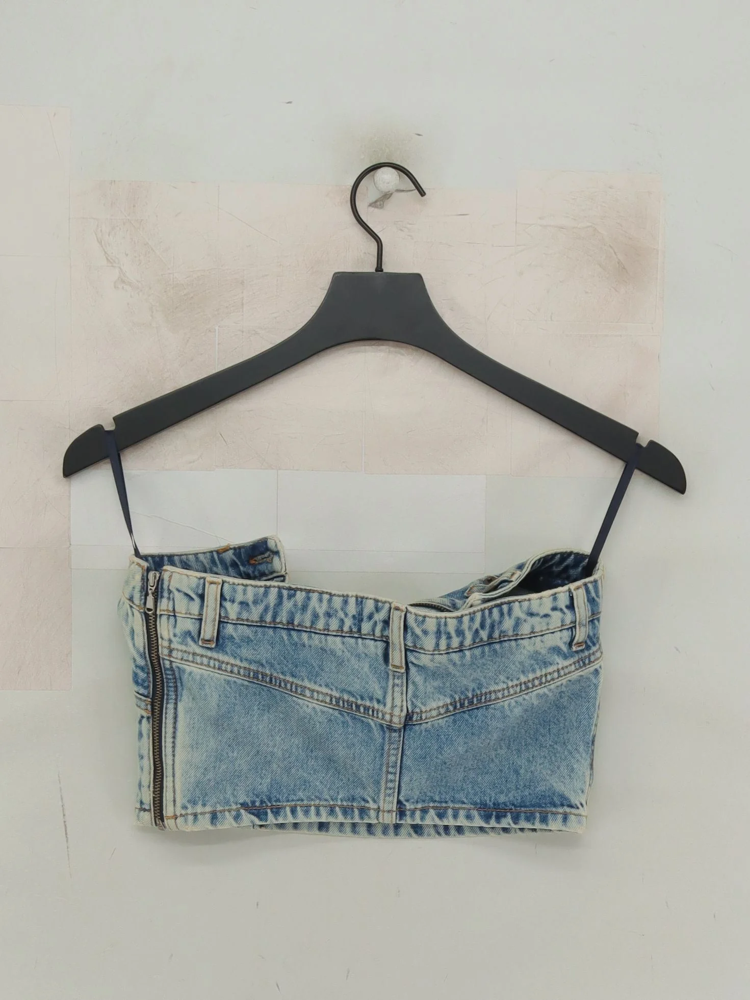 H&moschino Women's Top UK 8 Blue 100% Cotton Sleeveless Square Neck Cropped - Image 2