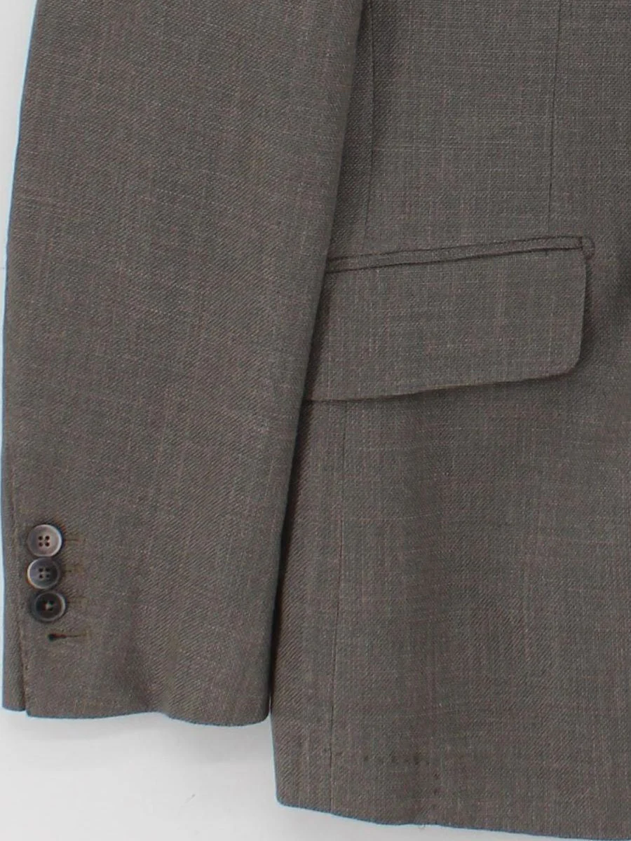 Hackett Men's Blazer Chest: 40 in Grey Wool with Silk, Linen Overcoat - Image 4