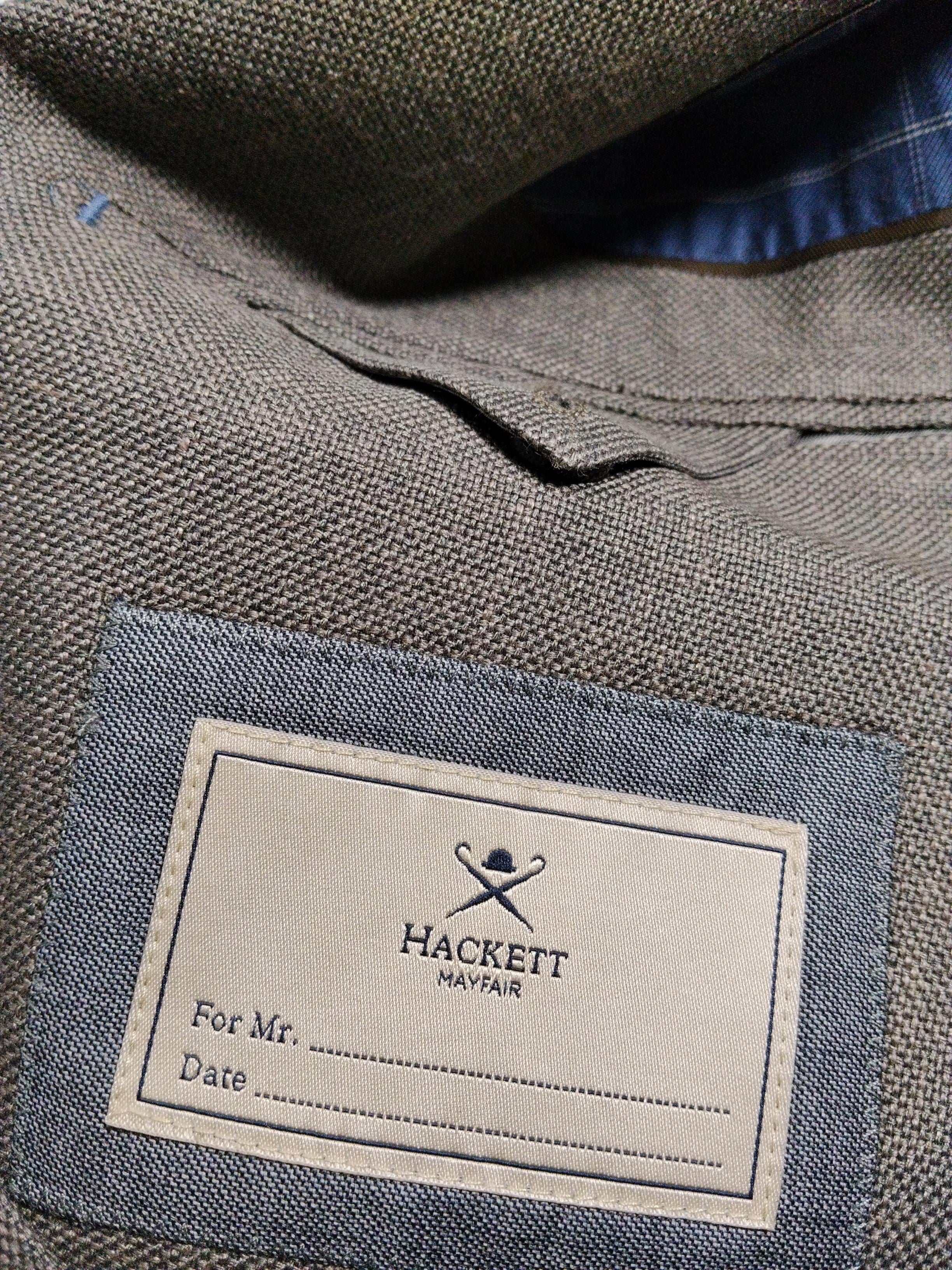 Hackett Men's Blazer Chest: 40 in Grey Wool with Silk, Linen Overcoat - Image 5