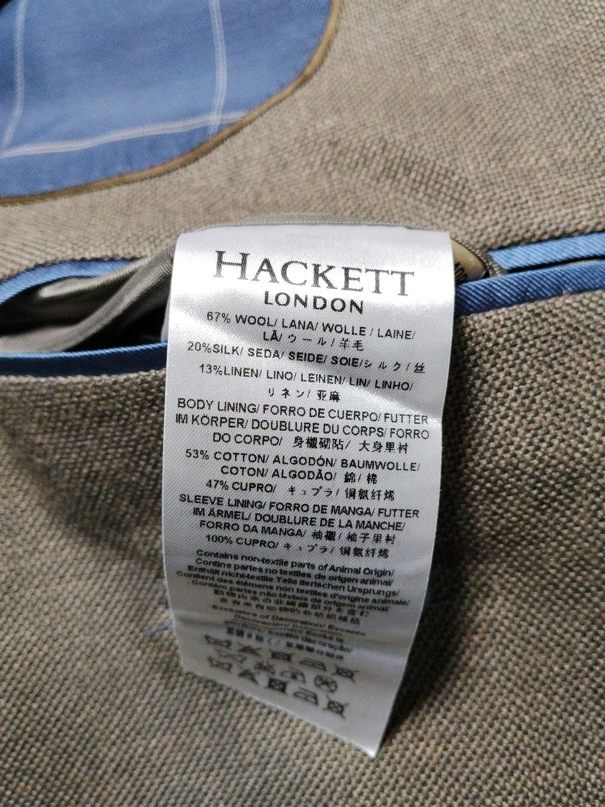 Hackett Men's Blazer Chest: 40 in Grey Wool with Silk, Linen Overcoat - Image 6