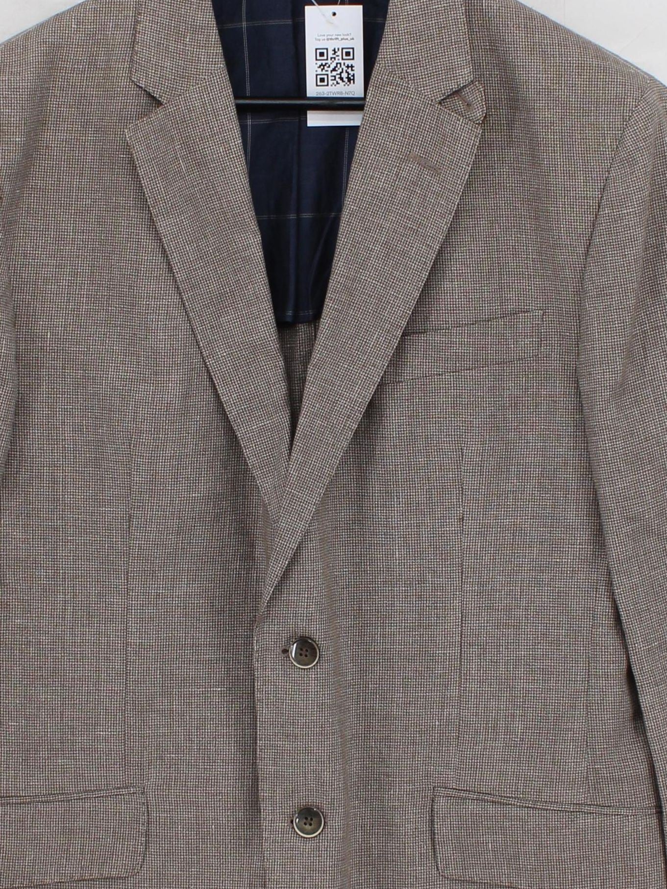 Hackett Men's Blazer Chest: 40 in Tan Linen with Wool, Cotton, Other Overcoat - Image 3