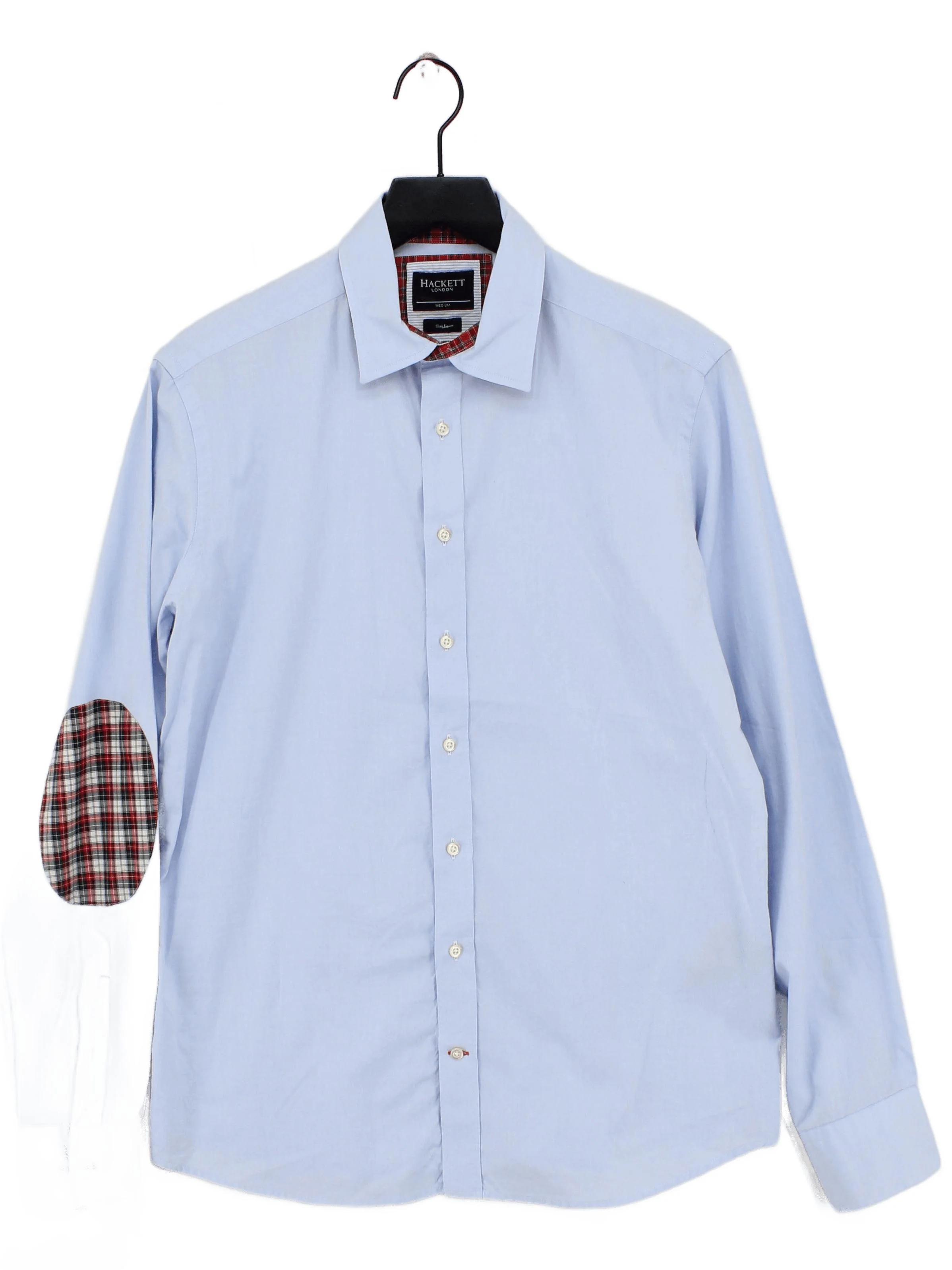 Hackett Men's Shirt M Blue Checkered 100% Cotton Basic