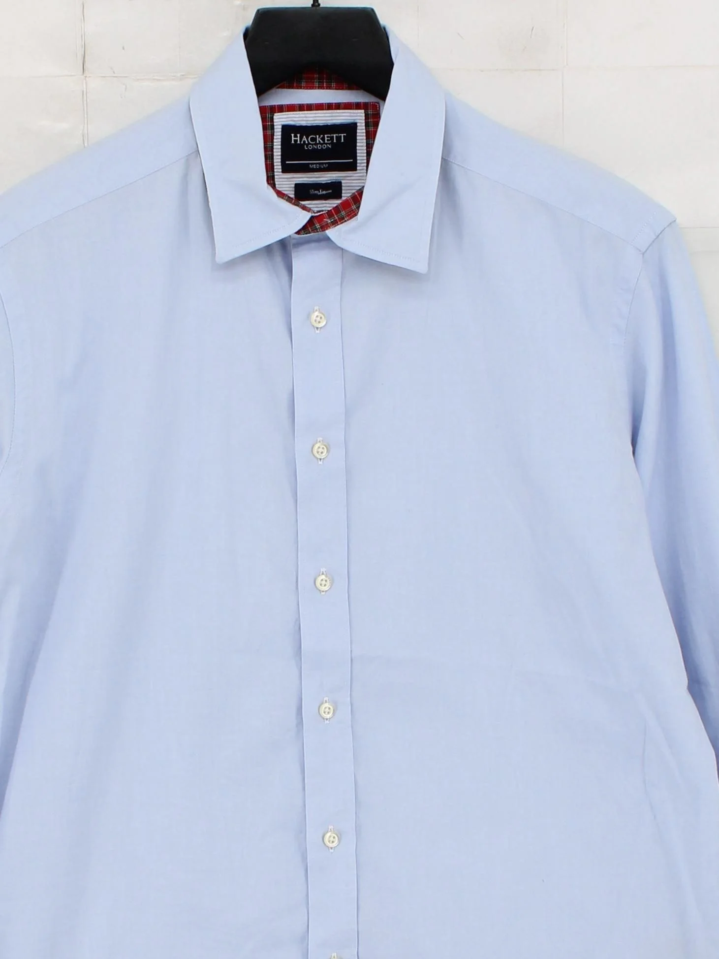Hackett Men's Shirt M Blue Checkered 100% Cotton Basic - Image 3