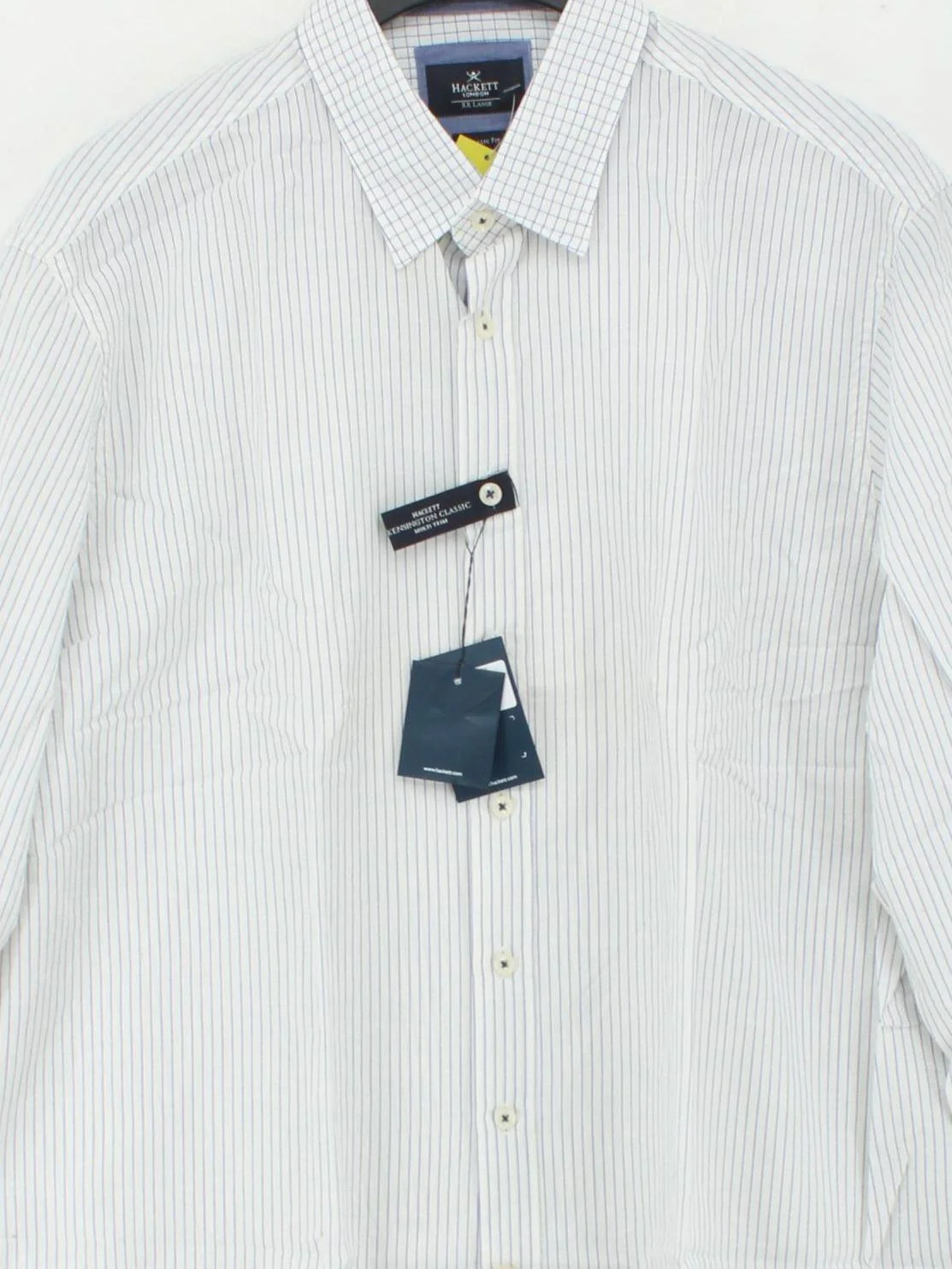 Hackett Men's Shirt XXL White Striped Cotton with Linen Basic New with tags - Image 3