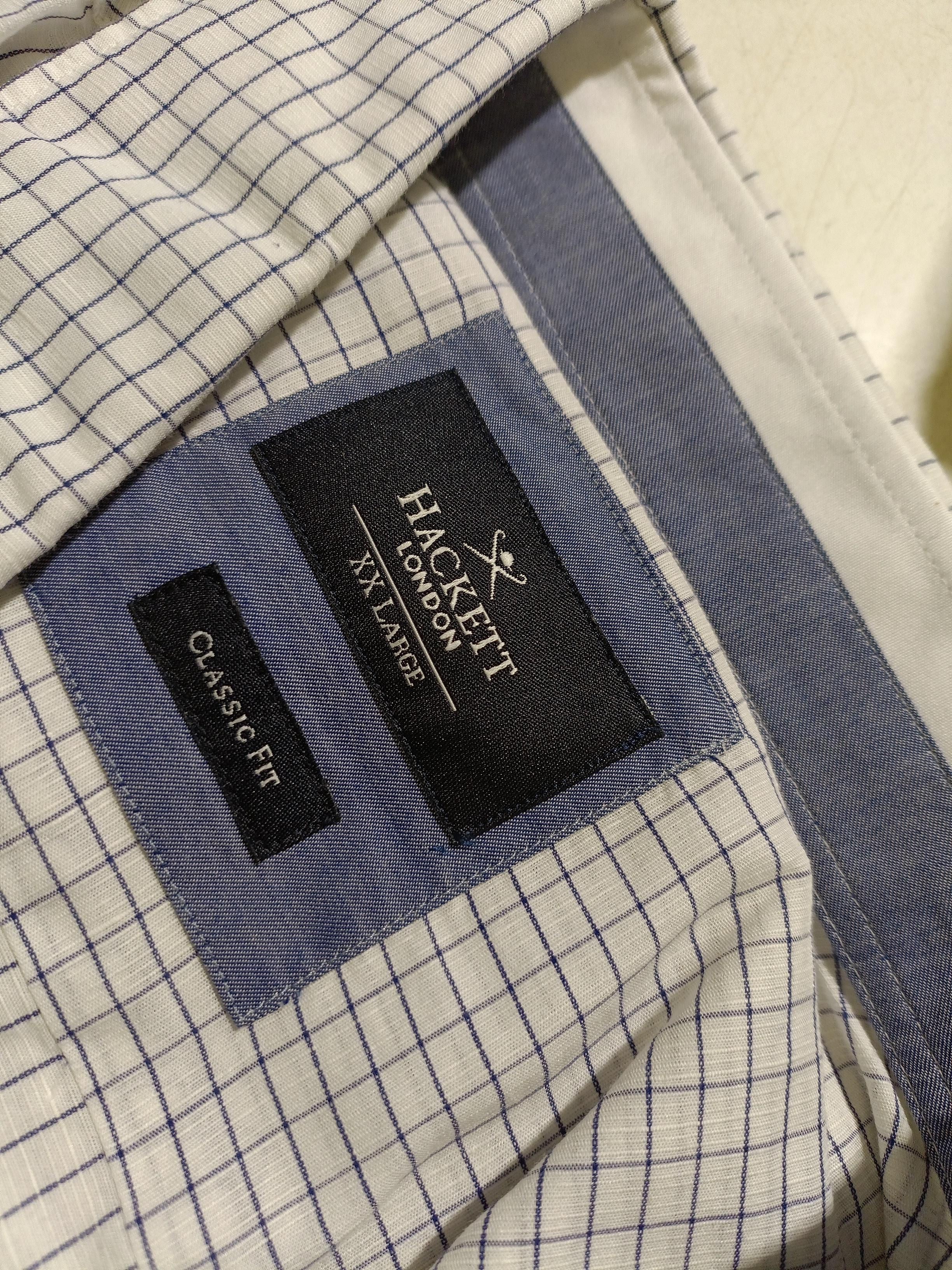 Hackett Men's Shirt XXL White Striped Cotton with Linen Basic New with tags - Image 5