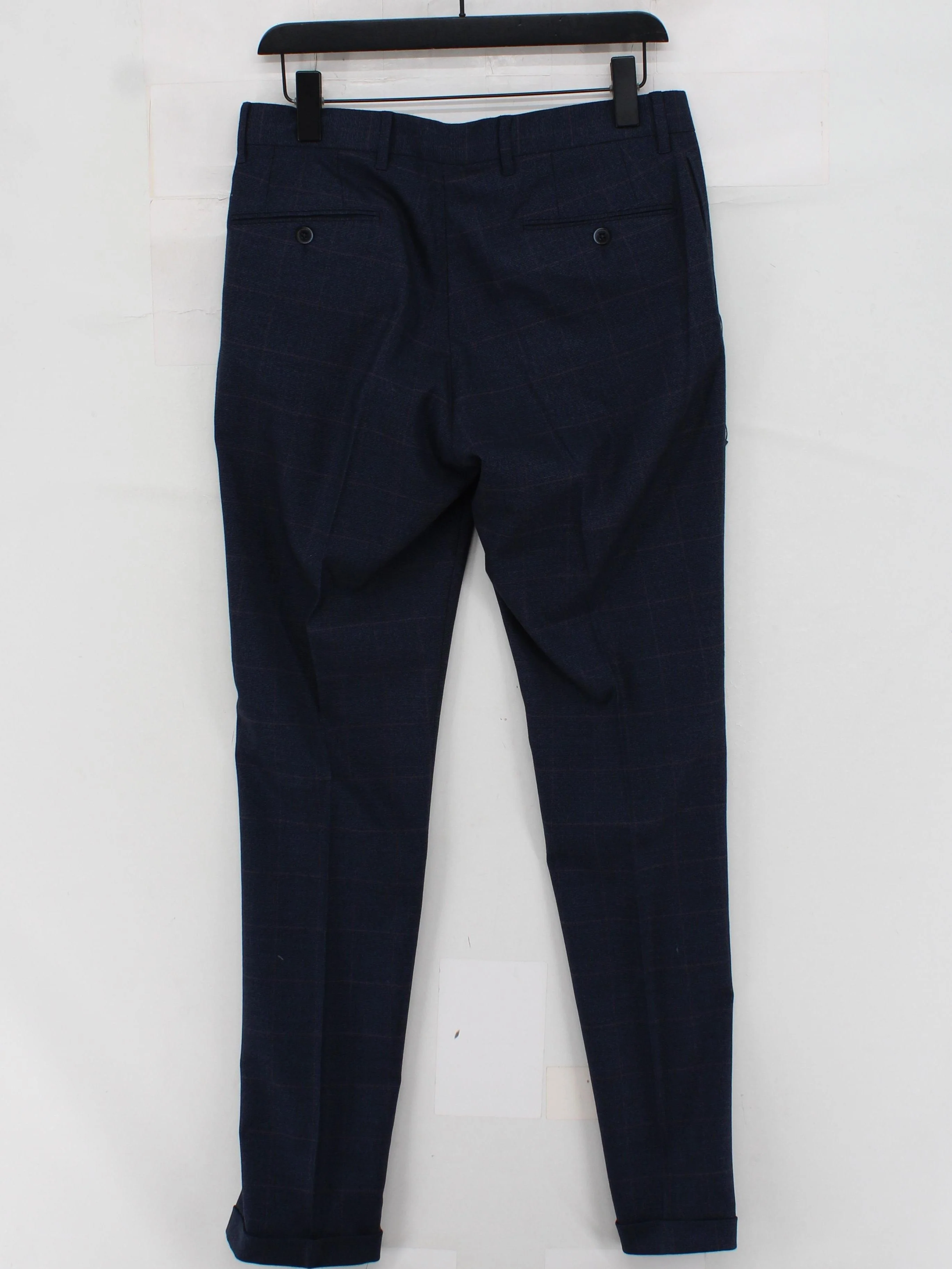 Hackett Men's Suit Trousers W 32 in Blue Wool with Cotton, Elastane Dress Pants - Image 2