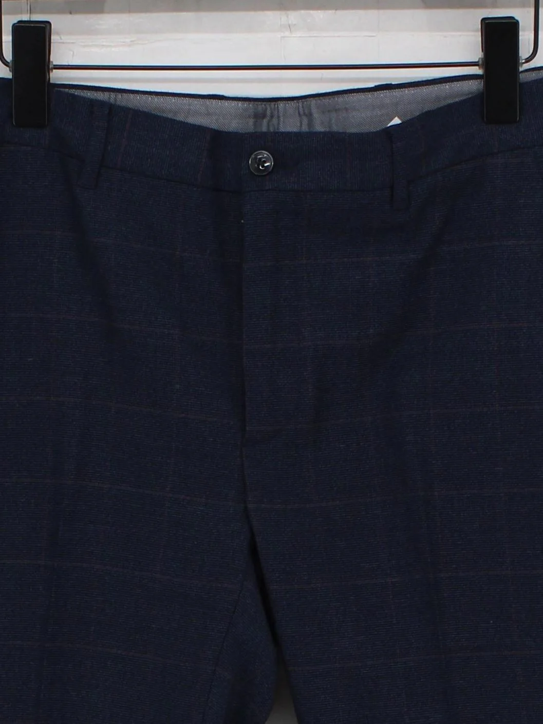 Hackett Men's Suit Trousers W 32 in Blue Wool with Cotton, Elastane Dress Pants - Image 3