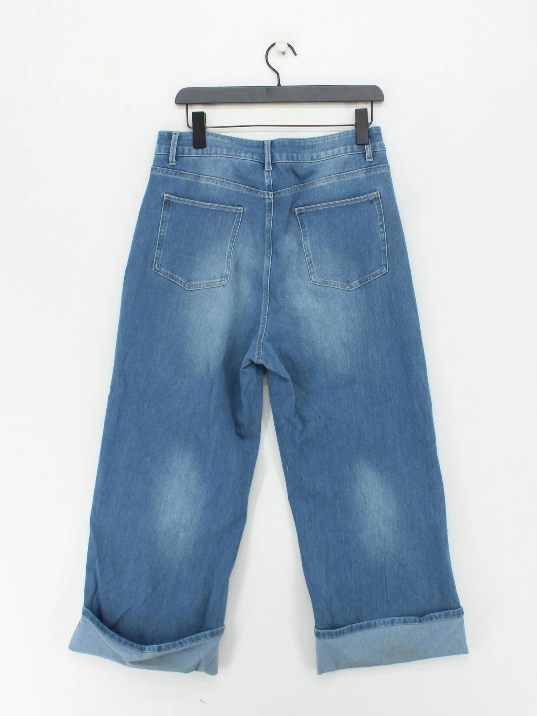 Halara Women's Jeans L Blue Cotton with Polyester, Elastane Wide-Leg - Image 2