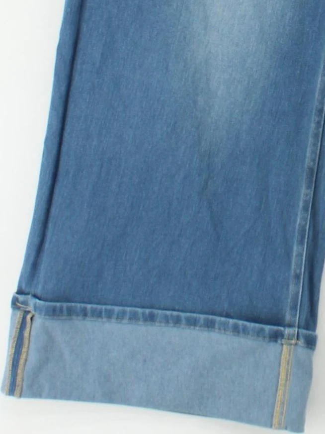 Halara Women's Jeans L Blue Cotton with Polyester, Elastane Wide-Leg - Image 4