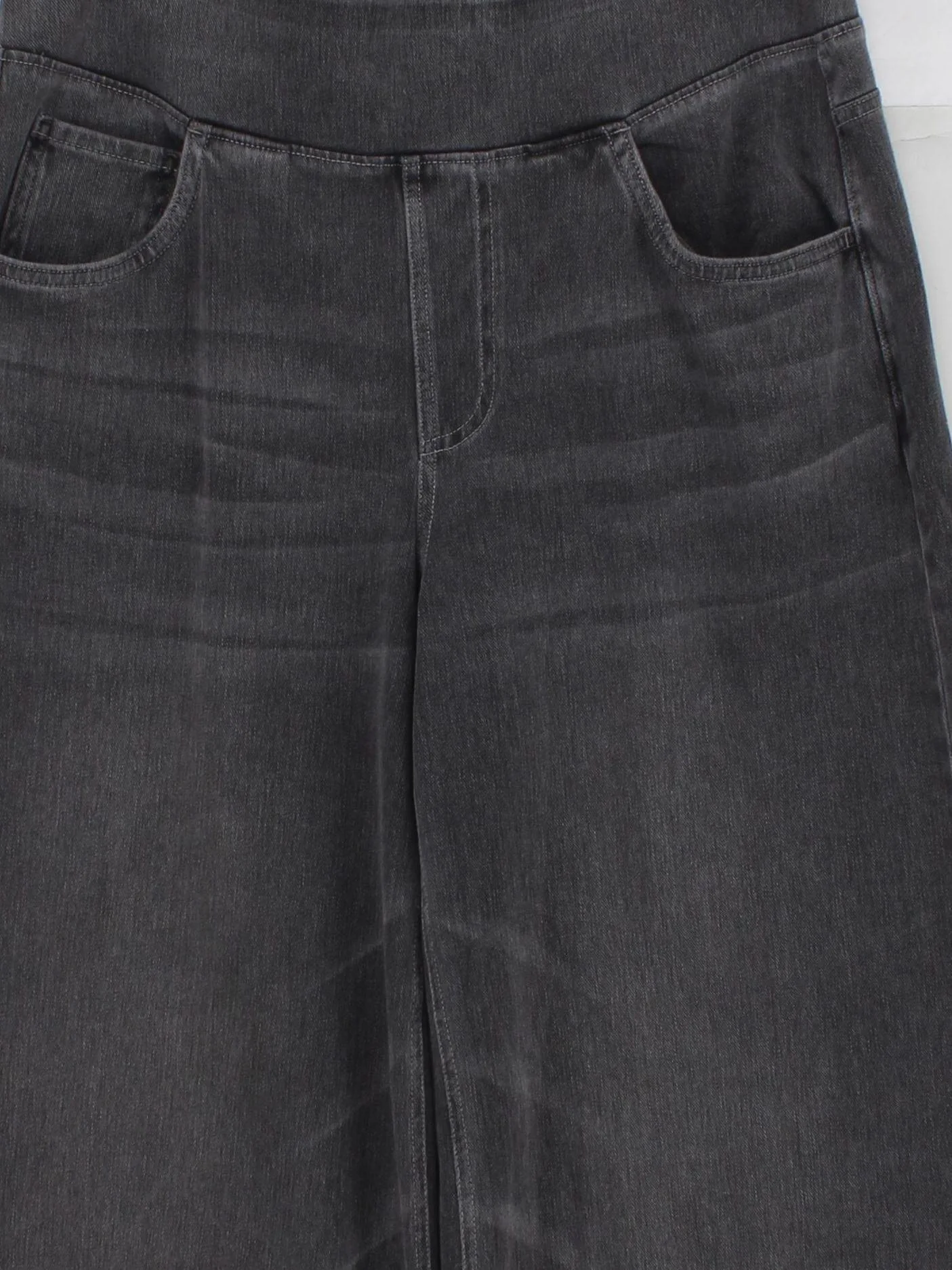 Halara Women's Jeans L Grey Cotton with Polyester, Elastane Wide-Leg - Image 3