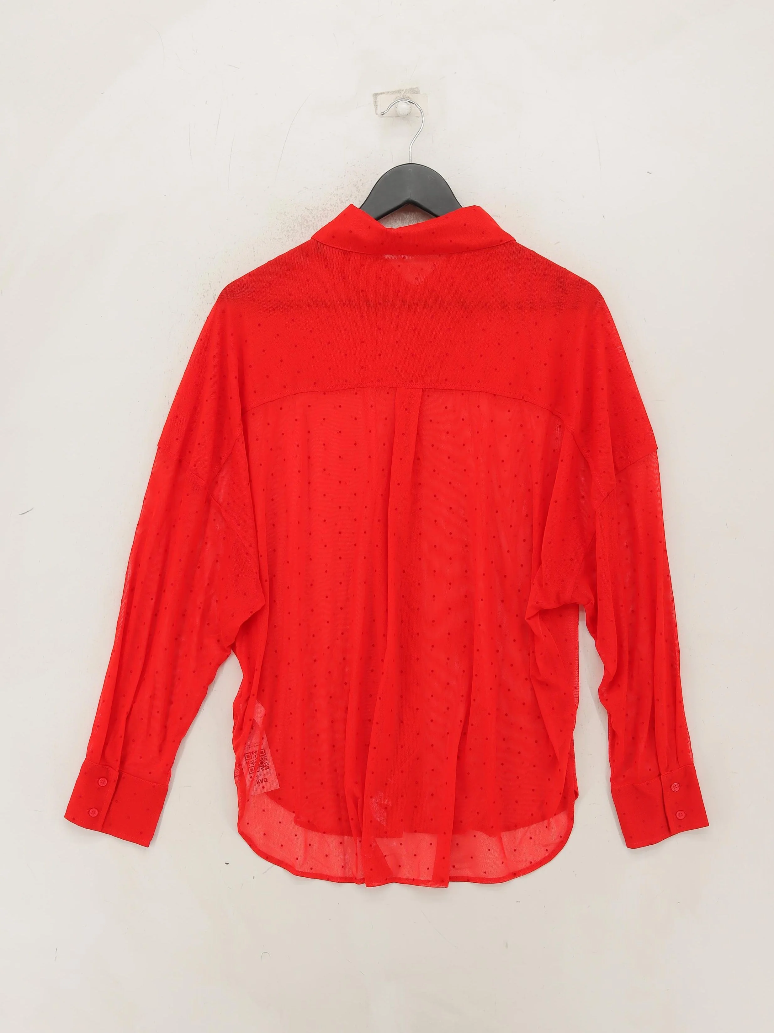 Halara Women's Shirt L Red Polkadot 100% Nylon Long Sleeve Collared Basic - Image 2