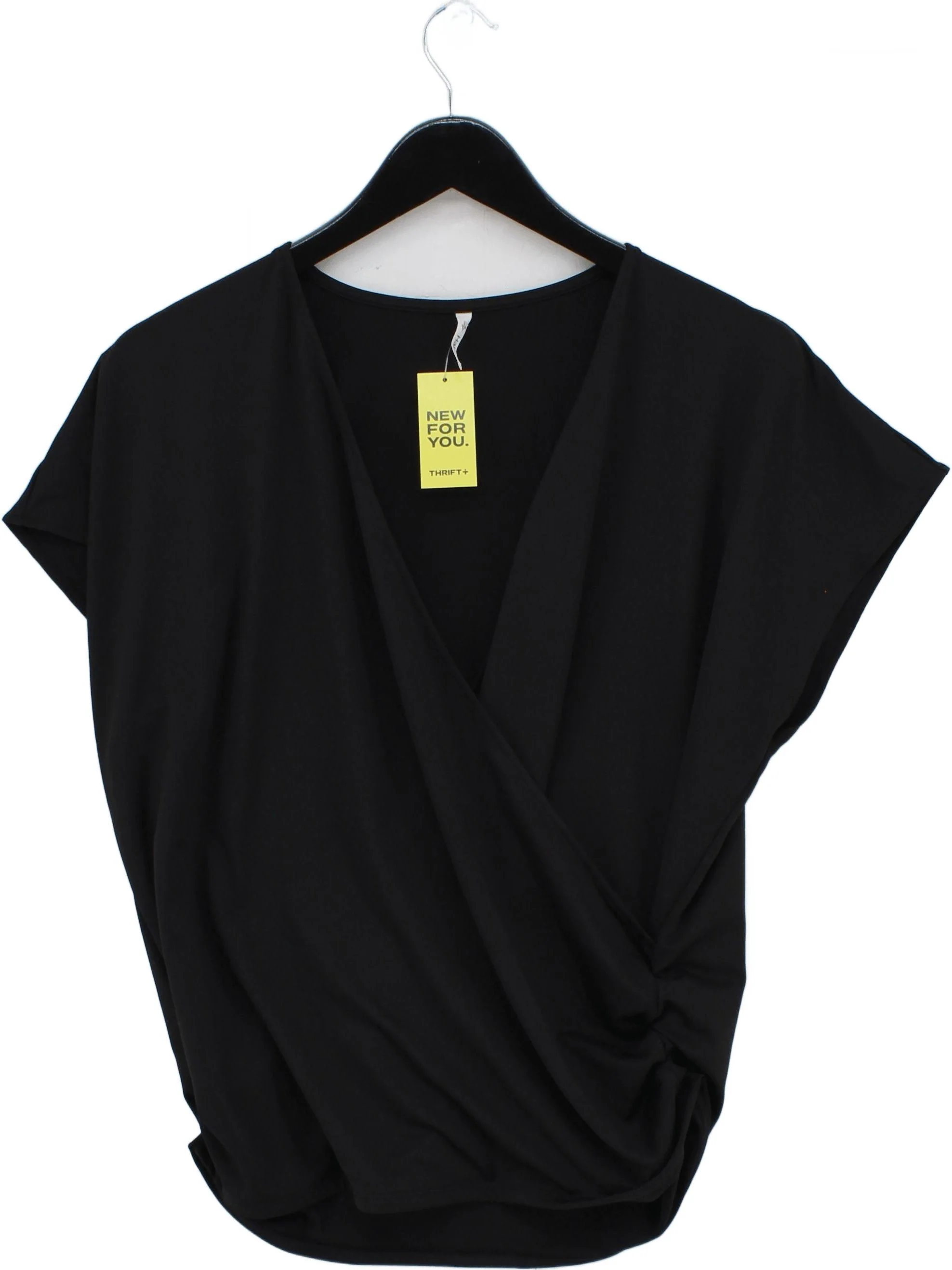 Halara Women's Top L Black Polyester with Elastane Short Sleeve V-Neck Basic