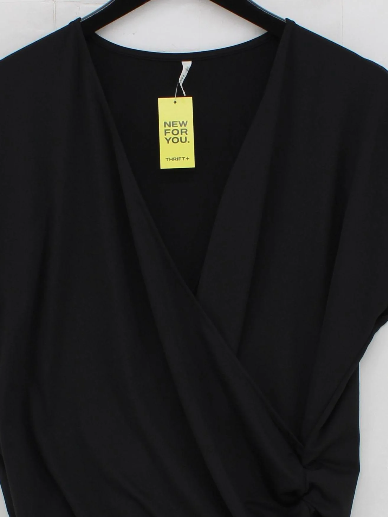 Halara Women's Top L Black Polyester with Elastane Short Sleeve V-Neck Basic - Image 3