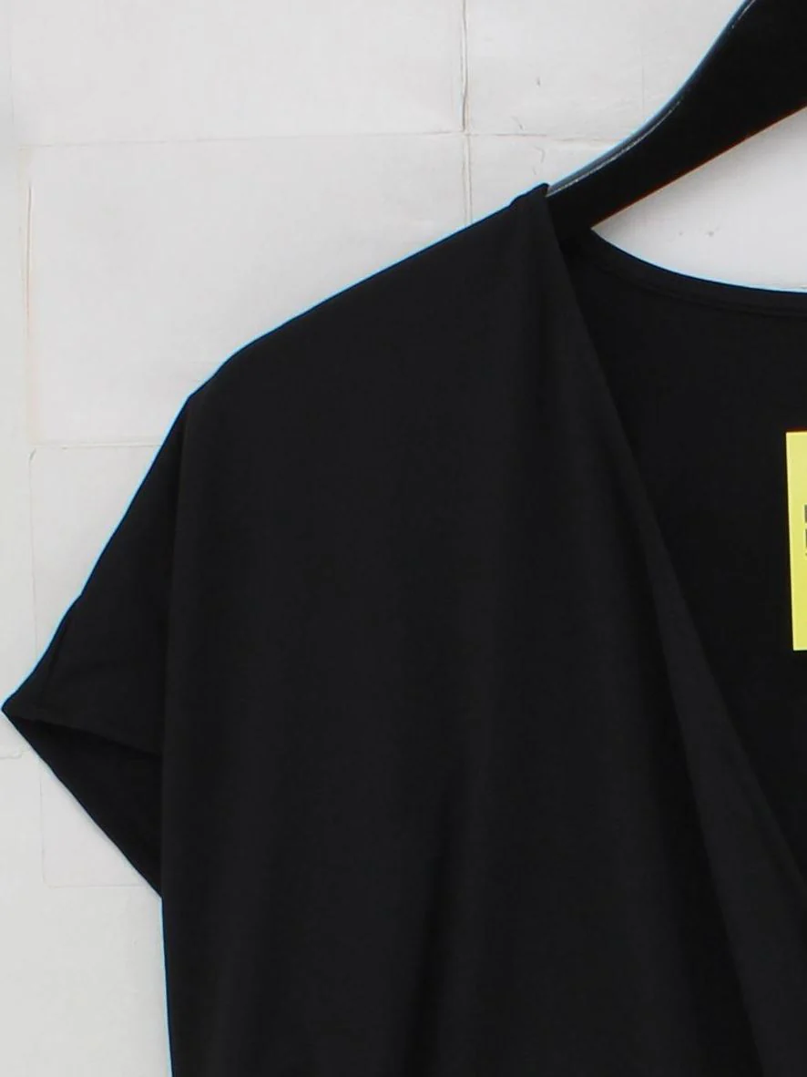 Halara Women's Top L Black Polyester with Elastane Short Sleeve V-Neck Basic - Image 4