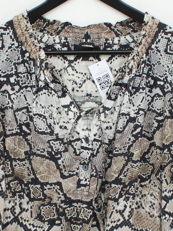 Hale Bob Women's Top S Multi Animal Print 100% Viscose Long Sleeve V-Neck Basic - Image 3