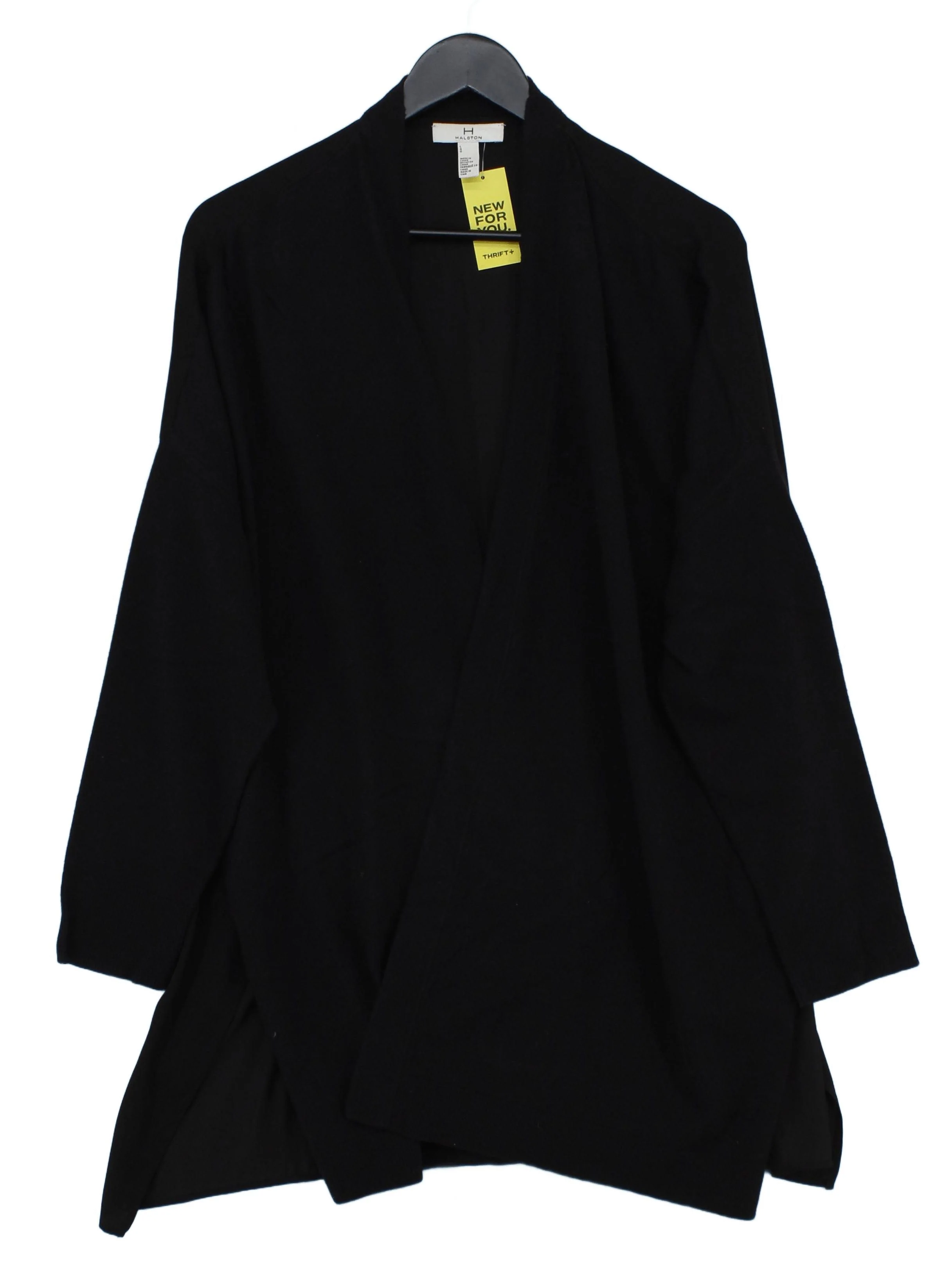 Halston Women's Cardigan L Black Viscose with Polyester, Nylon V-Neck Cardigan