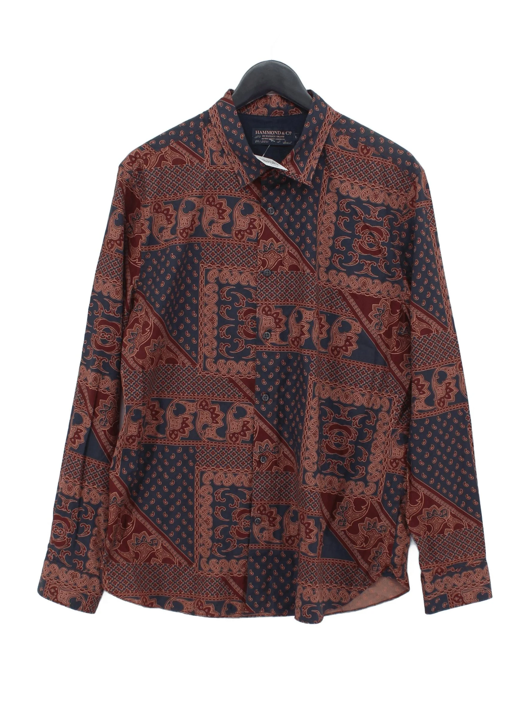 Hammond & Co. By Patrick Grant Men's Shirt L Blue Paisley 100% Cotton Basic
