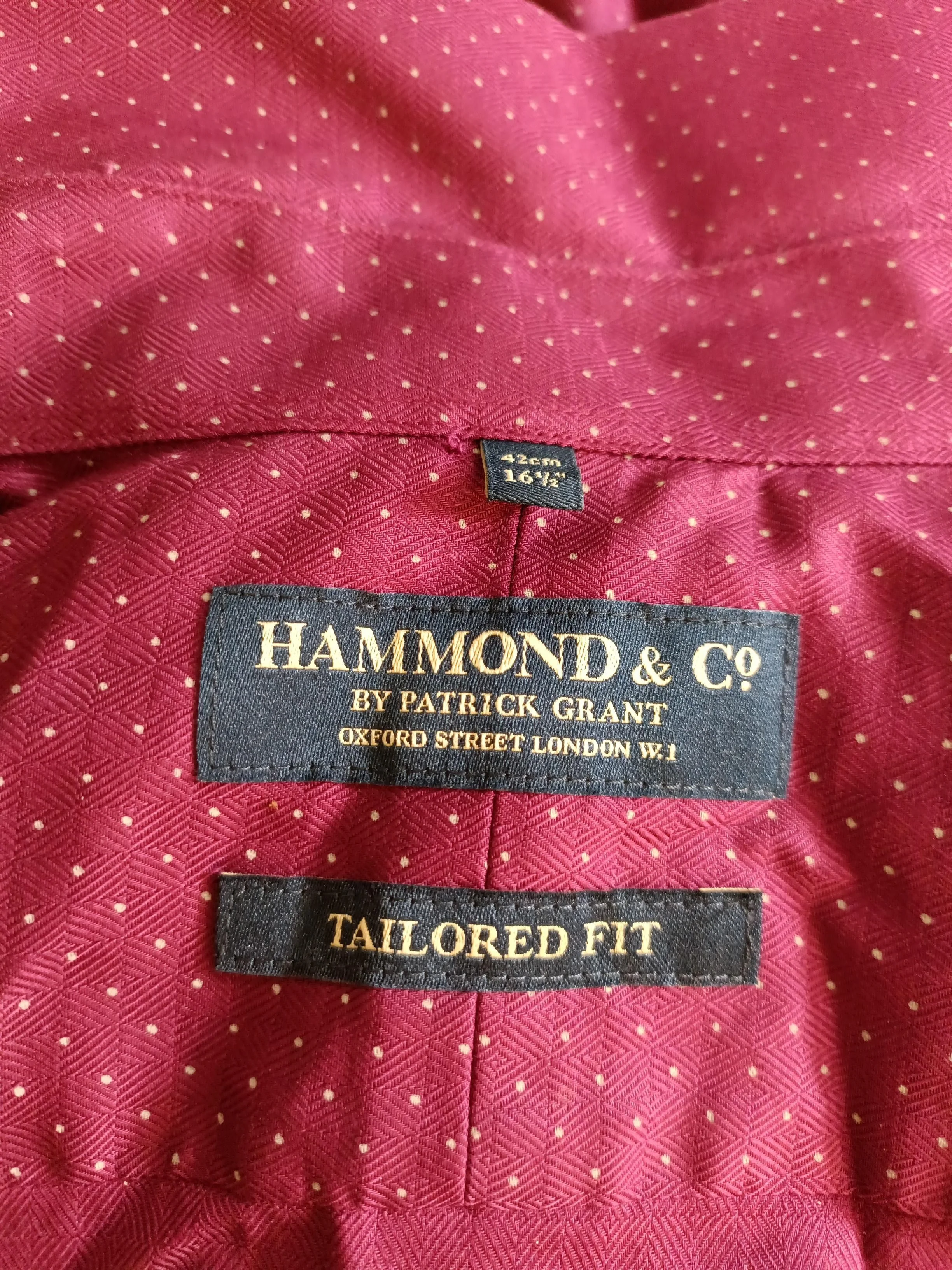 Hammond & Co. By Patrick Grant Men's Shirt L Red Geometric 100% Cotton Basic - Image 5