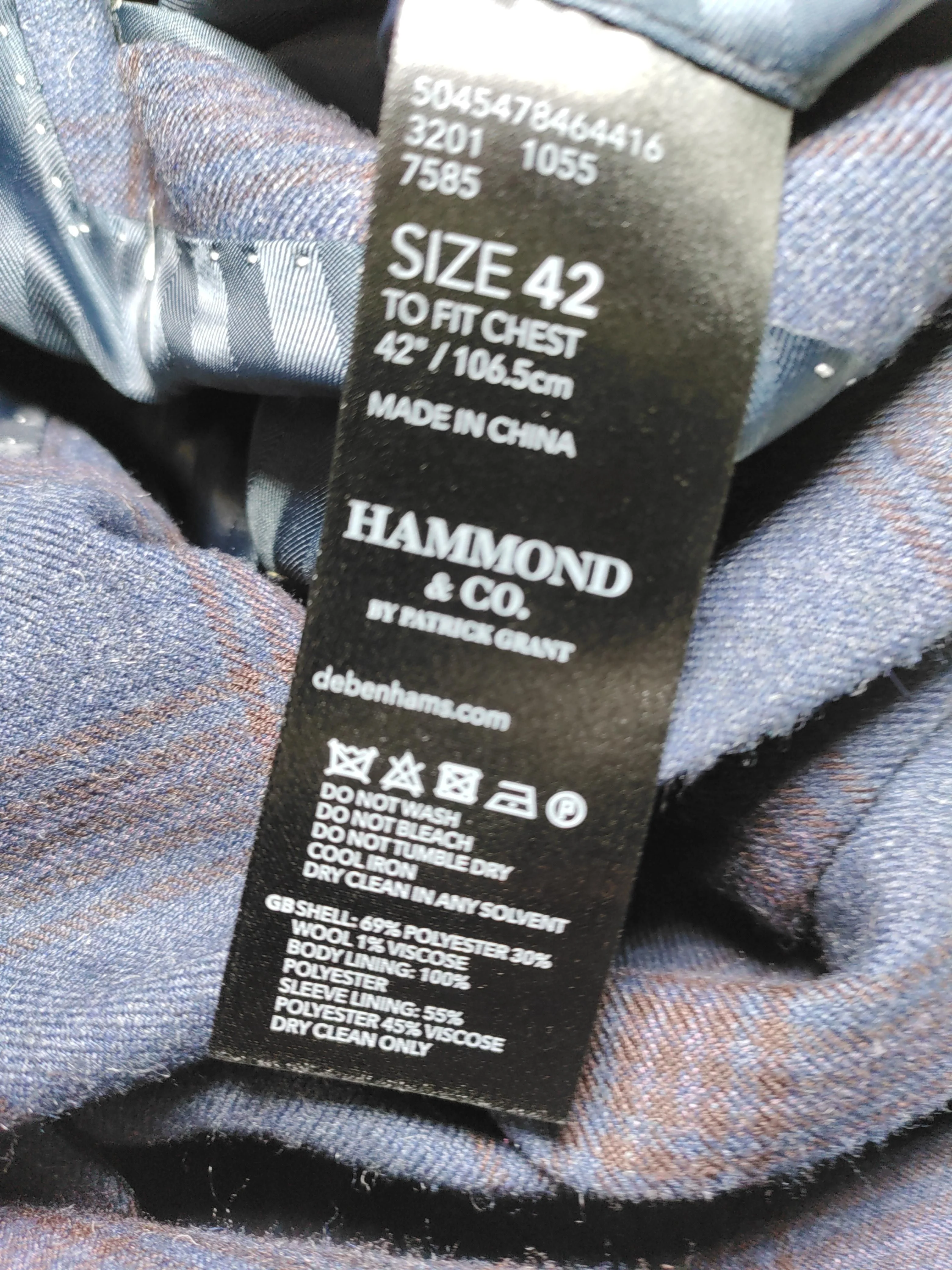 Hammond & Co. By Patrick Grant Men's Two Piece Suit Chest: 42 in Blue Polyester - Image 7