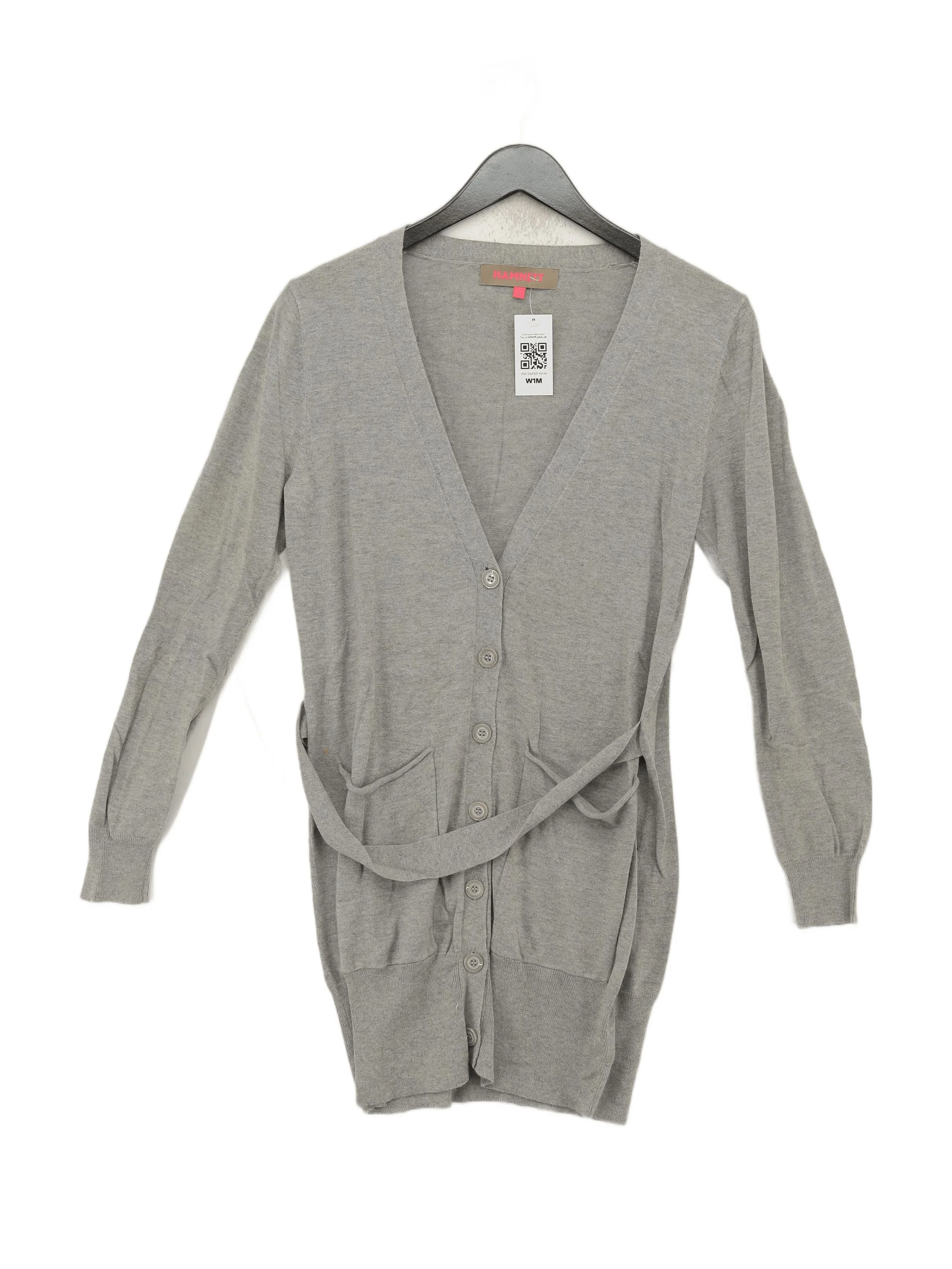Hamnett Women's Cardigan S Grey Cotton with Nylon, Silk V-Neck Cardigan
