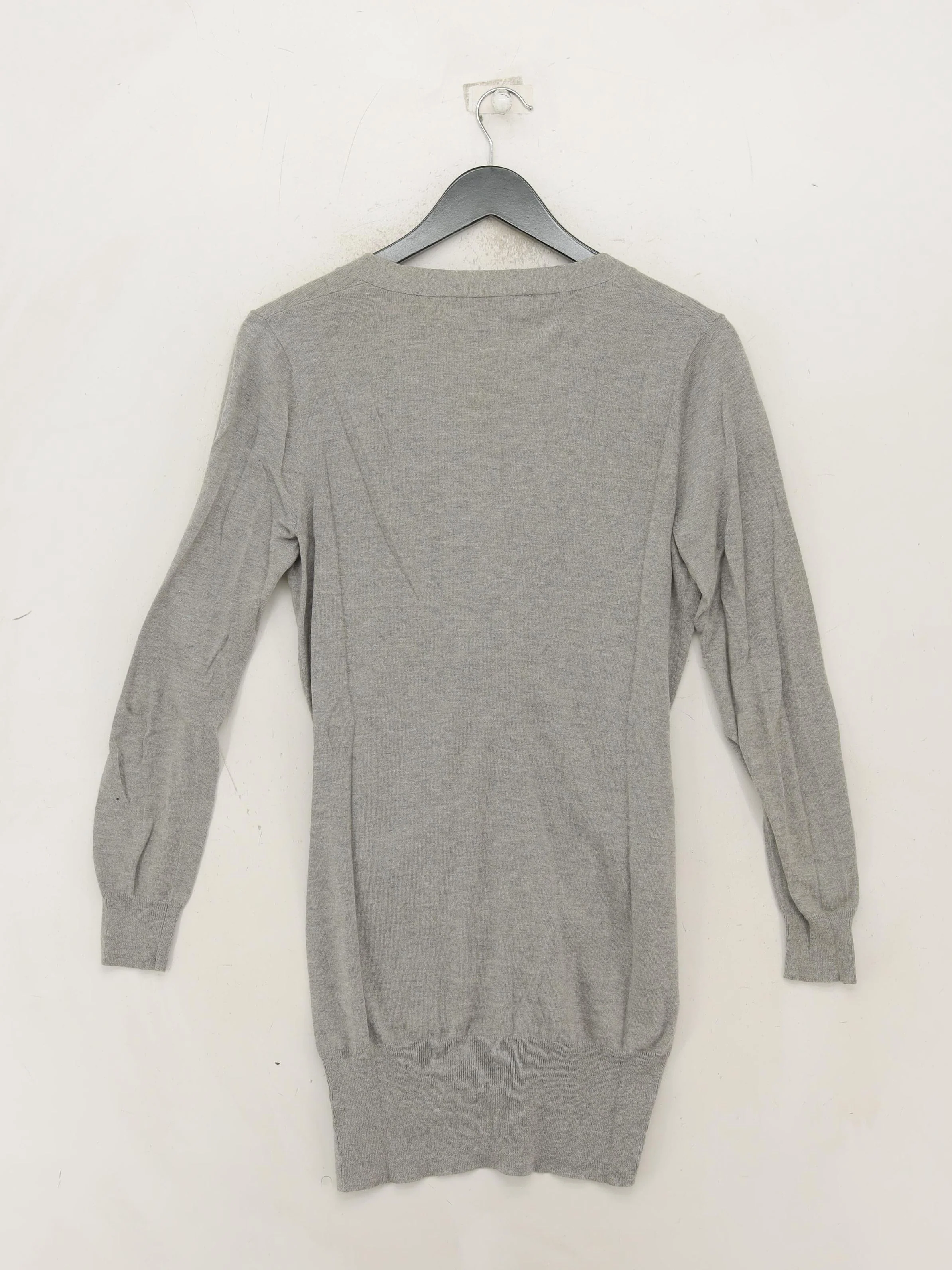 Hamnett Women's Cardigan S Grey Cotton with Nylon, Silk V-Neck Cardigan - Image 2