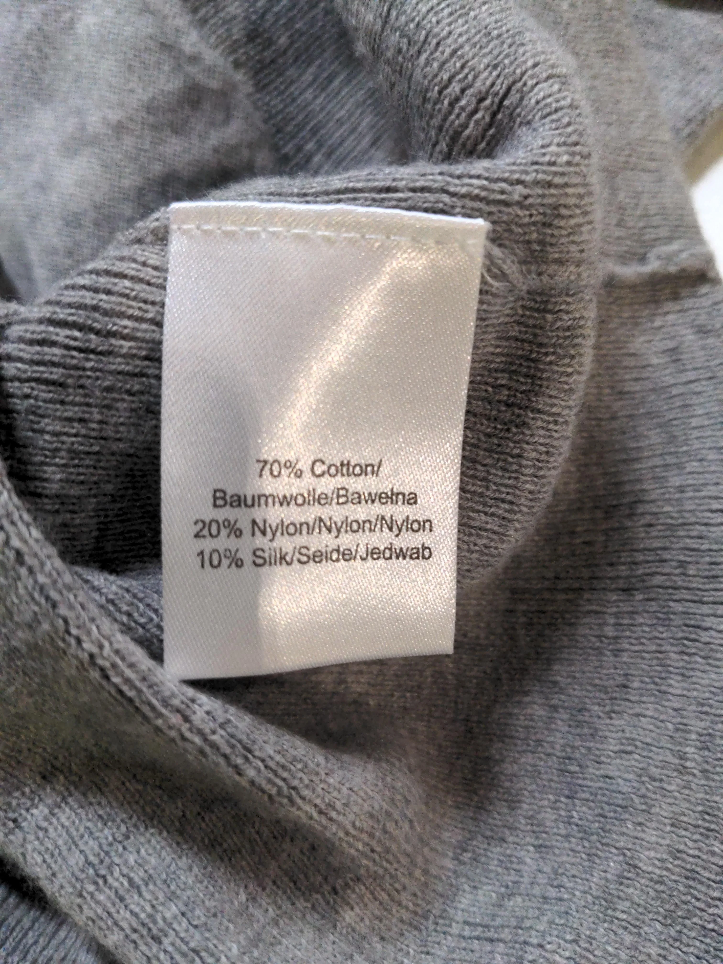Hamnett Women's Cardigan S Grey Cotton with Nylon, Silk V-Neck Cardigan - Image 7