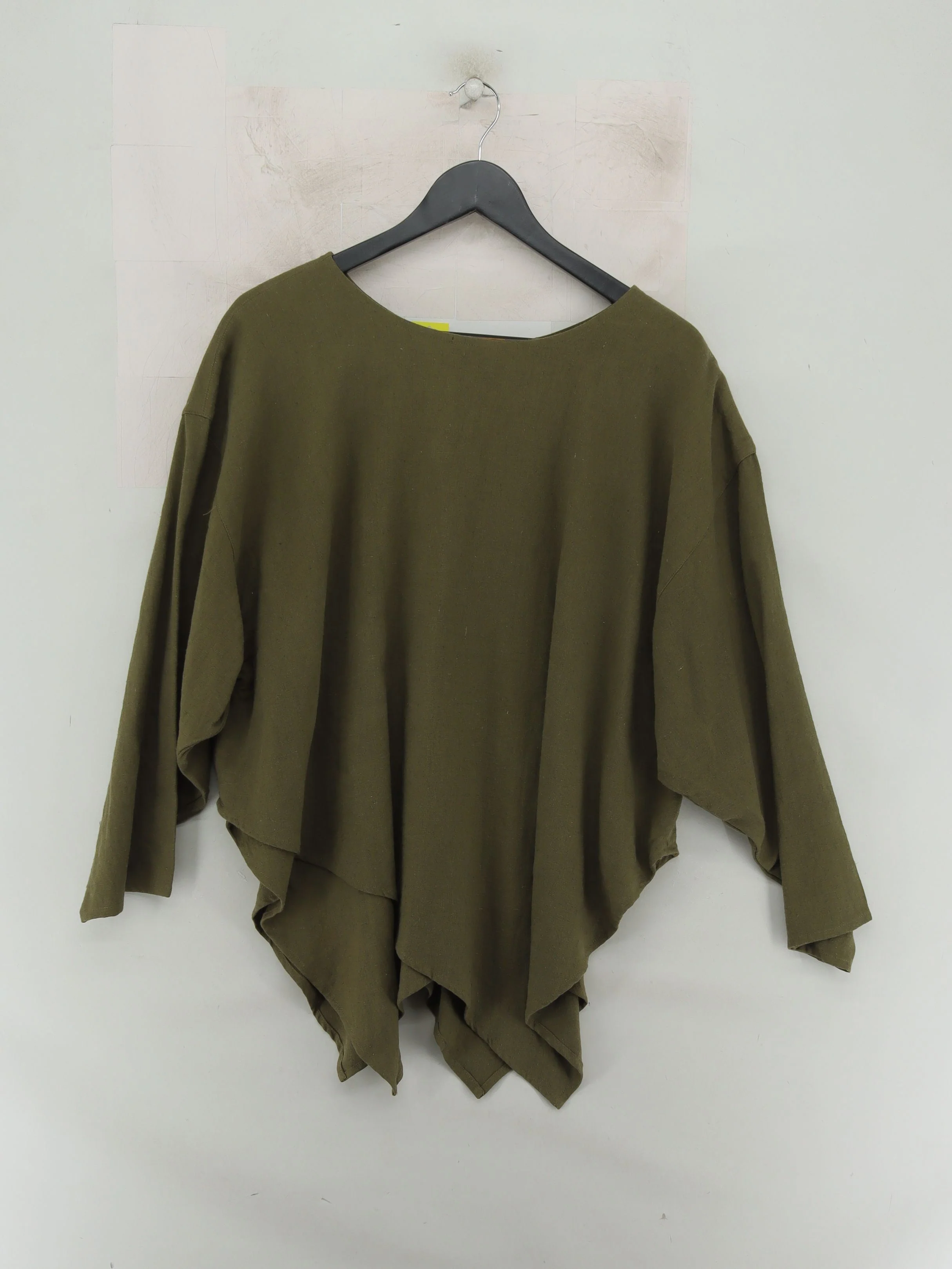 Hampstead Bazaar Women's Top L Green Rayon with Linen Basic - Image 2