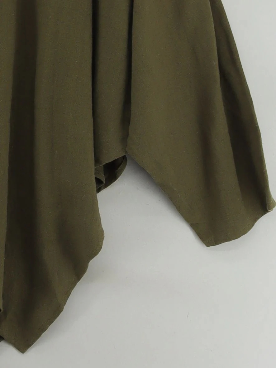 Hampstead Bazaar Women's Top L Green Rayon with Linen Basic - Image 4