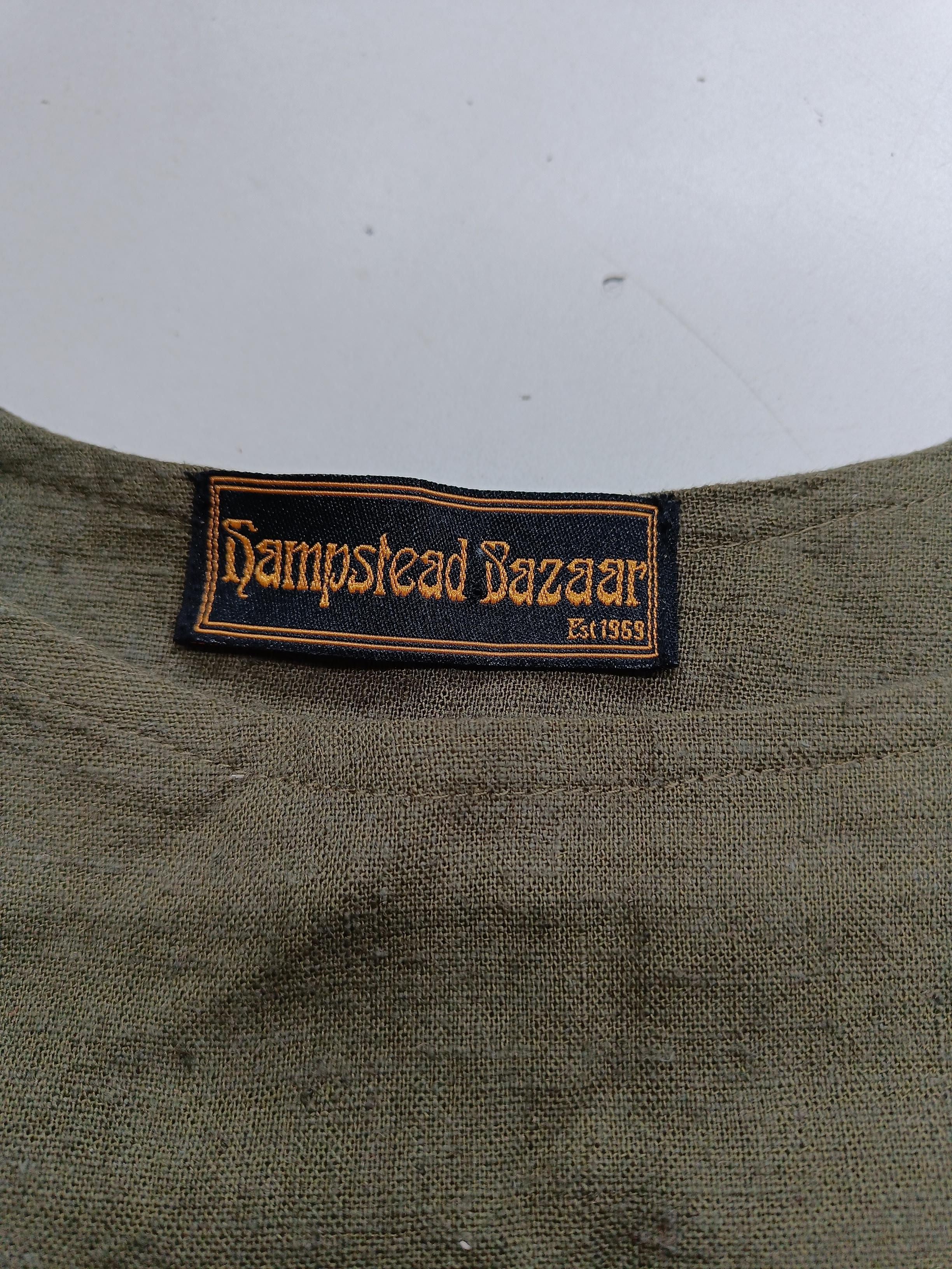 Hampstead Bazaar Women's Top L Green Rayon with Linen Basic - Image 5