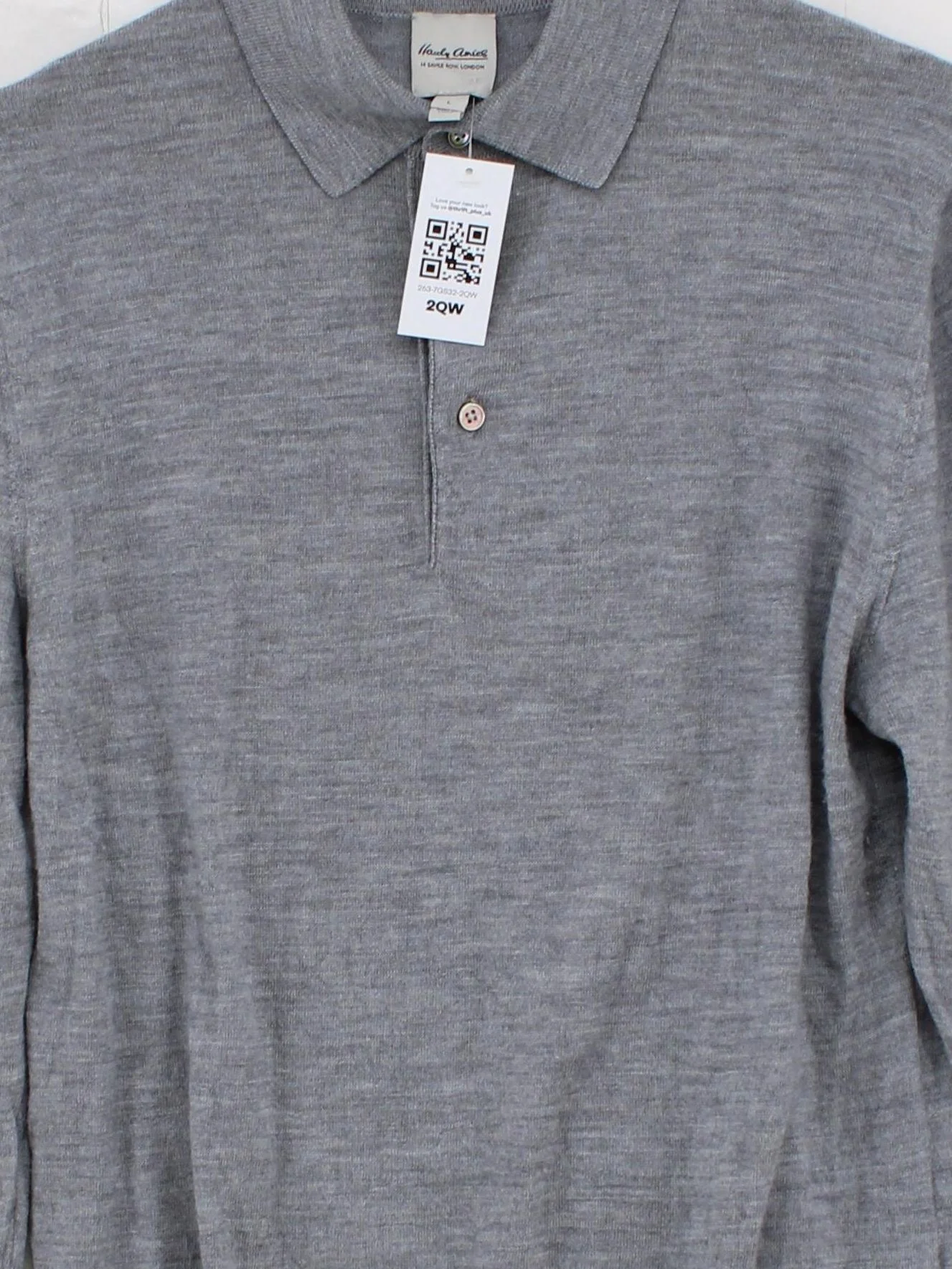 Hardy Amies Men's Polo L Grey 100% Wool Basic - Image 3