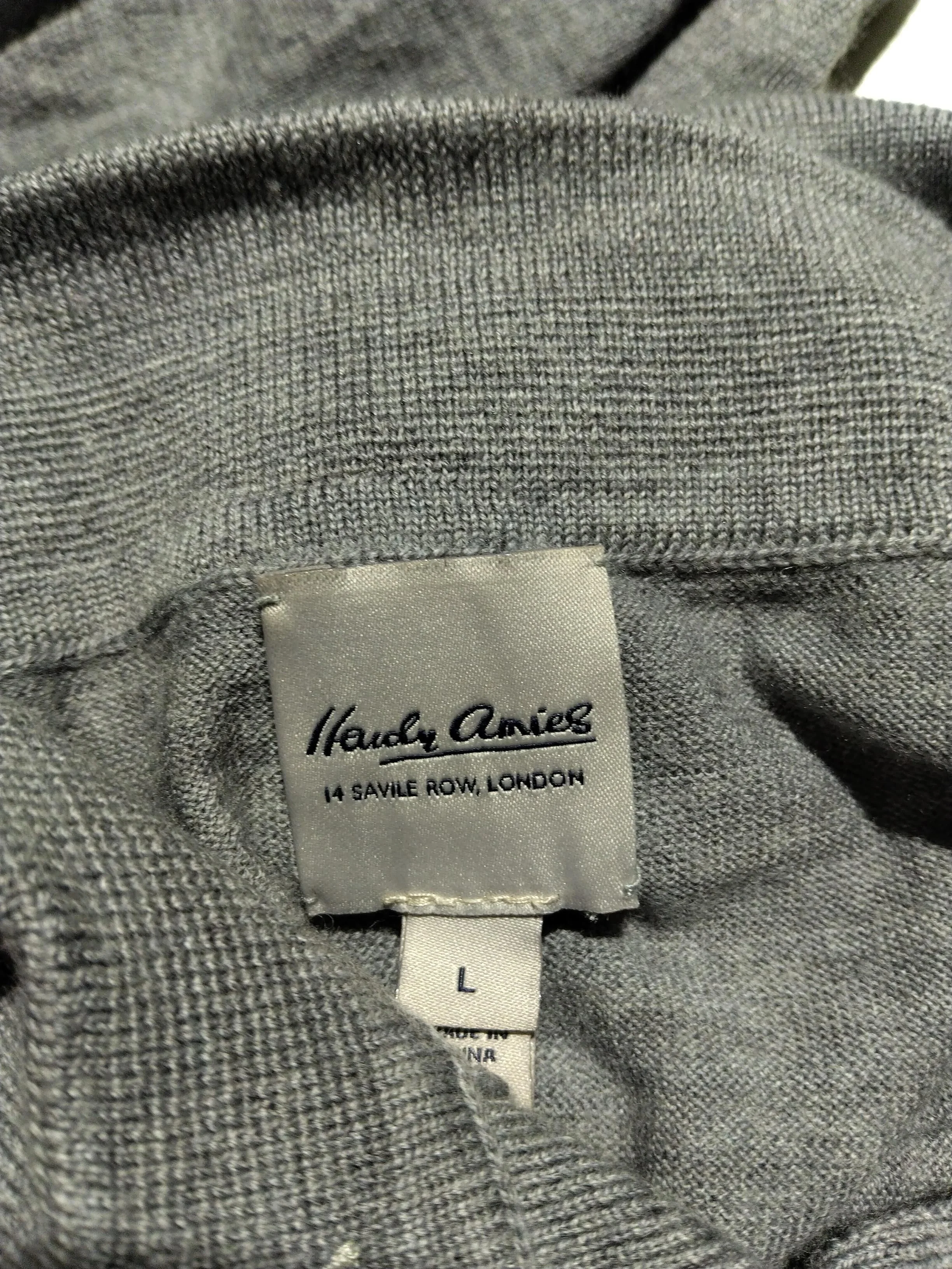 Hardy Amies Men's Polo L Grey 100% Wool Basic - Image 6