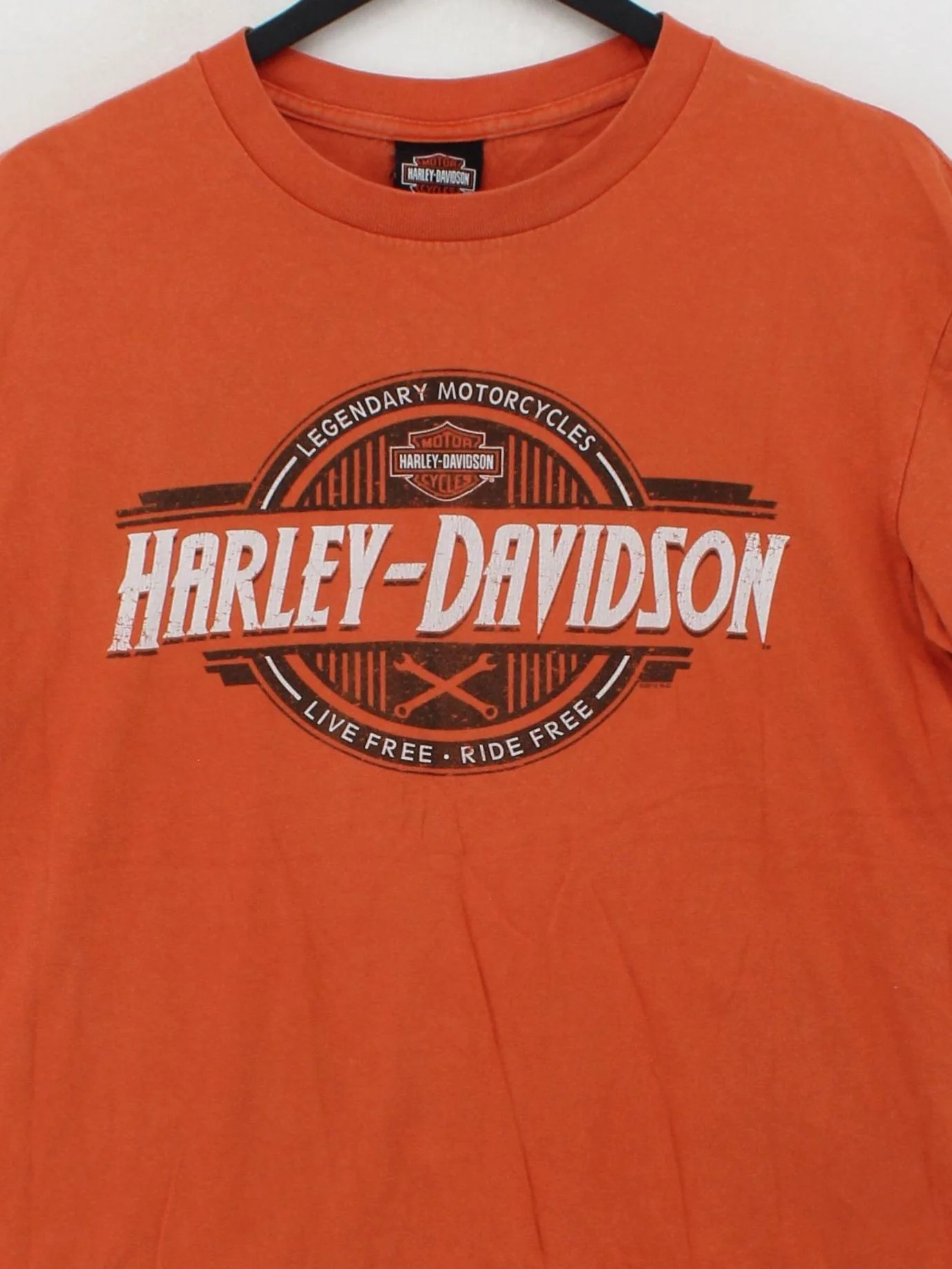 Harley Davidson Men's T-Shirt L Orange Graphic 100% Cotton Basic - Image 3