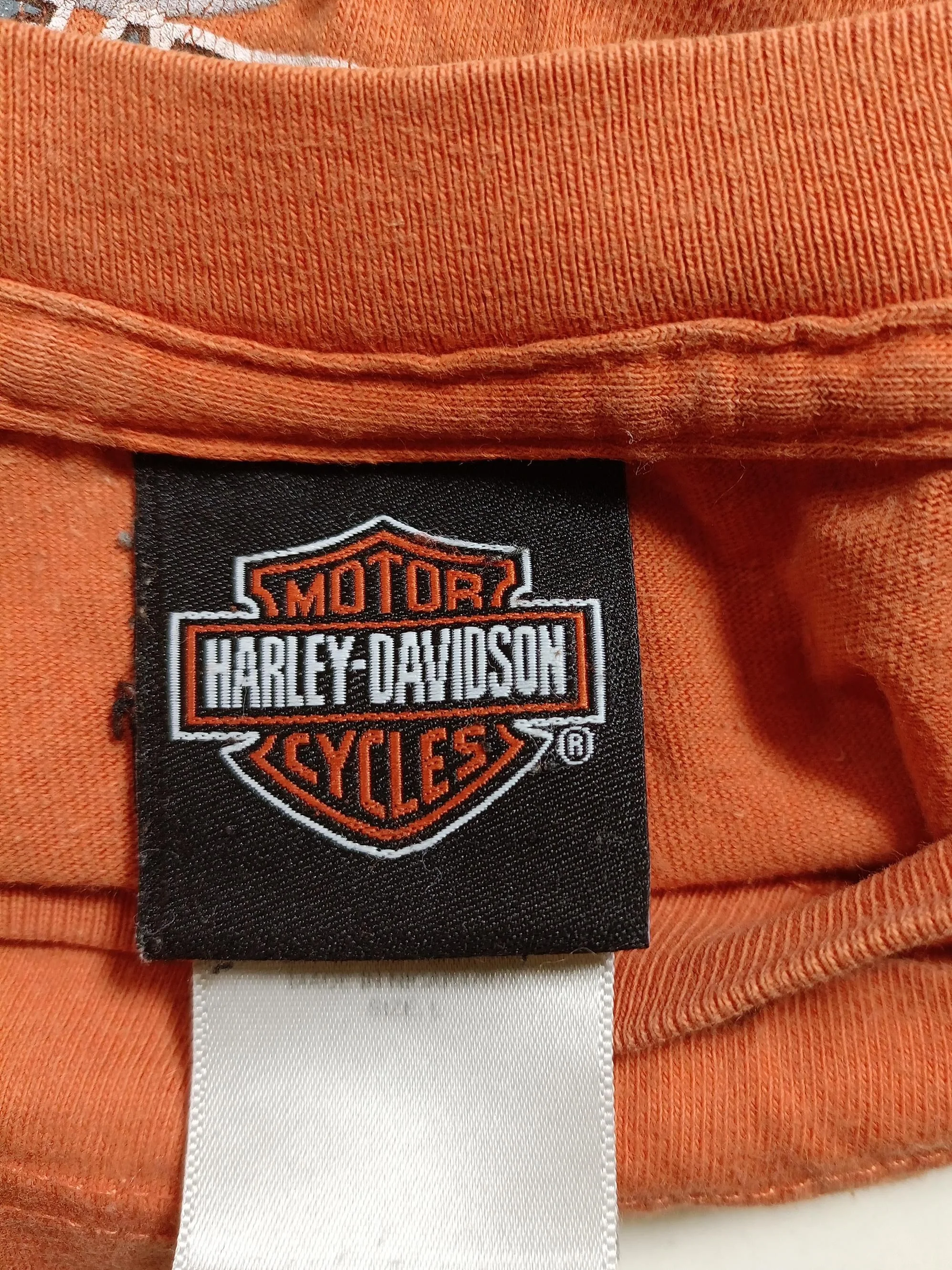 Harley Davidson Men's T-Shirt L Orange Graphic 100% Cotton Basic - Image 6