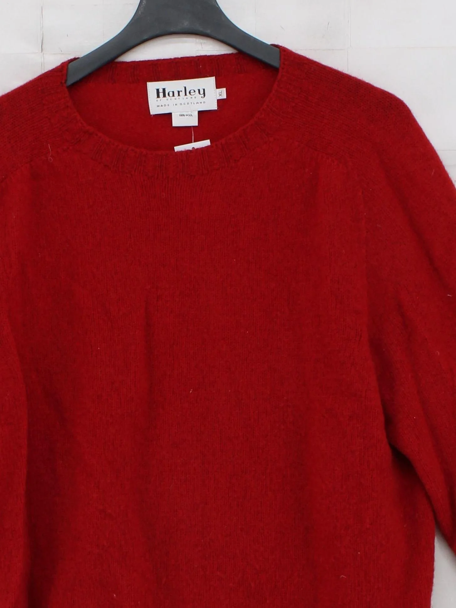 Harley Of Scotland Men's Jumper XL Red 100% Wool Round Neck Pullover - Image 3