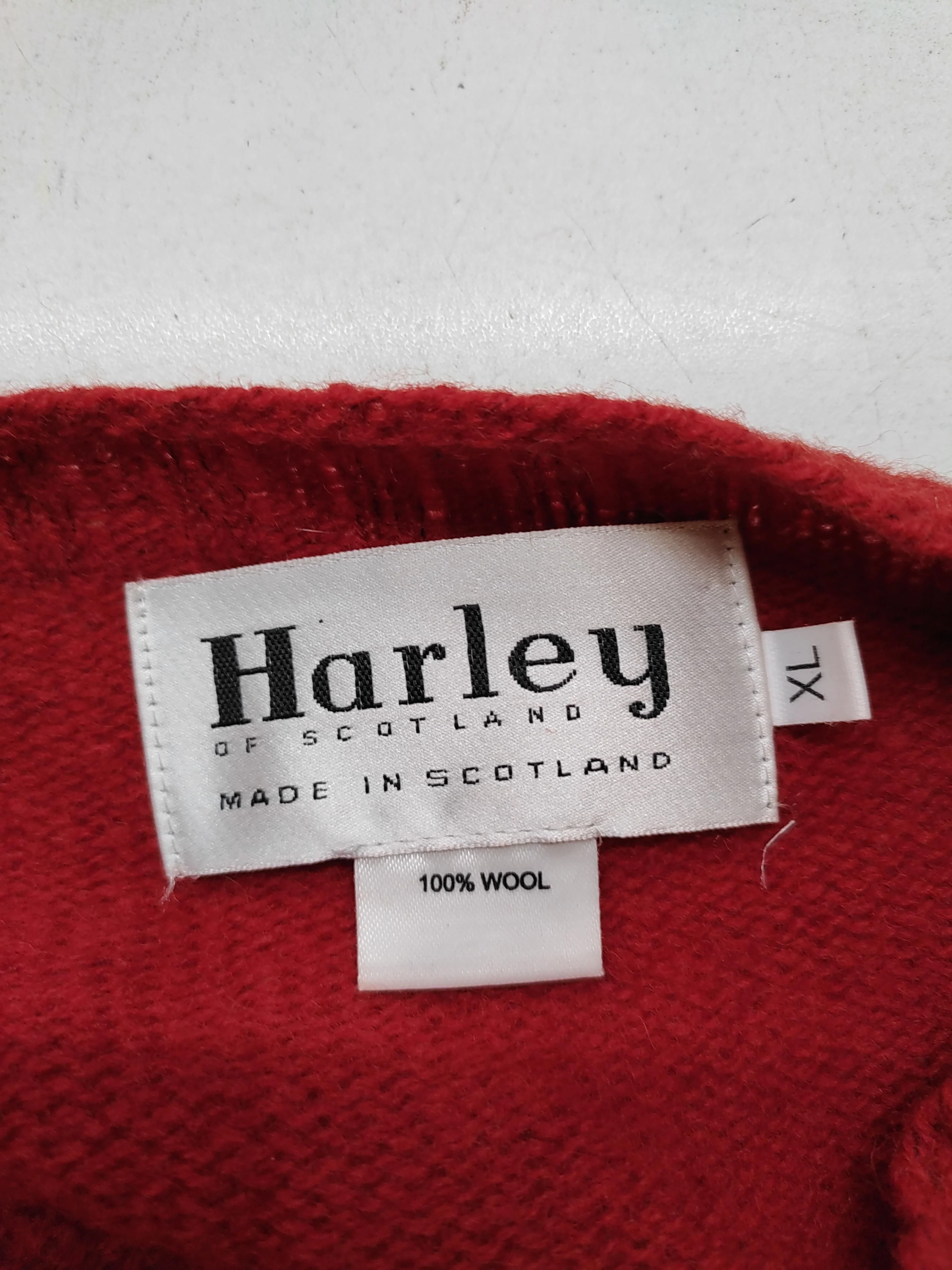 Harley Of Scotland Men's Jumper XL Red 100% Wool Round Neck Pullover - Image 6