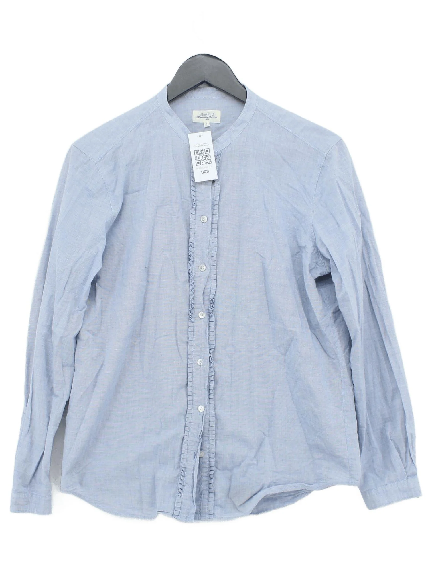 Hartford Women's Shirt UK 4 Blue 100% Cotton Long Sleeve Collared Basic