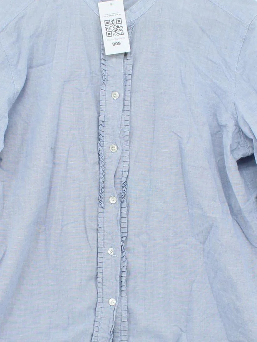 Hartford Women's Shirt UK 4 Blue 100% Cotton Long Sleeve Collared Basic - Image 3