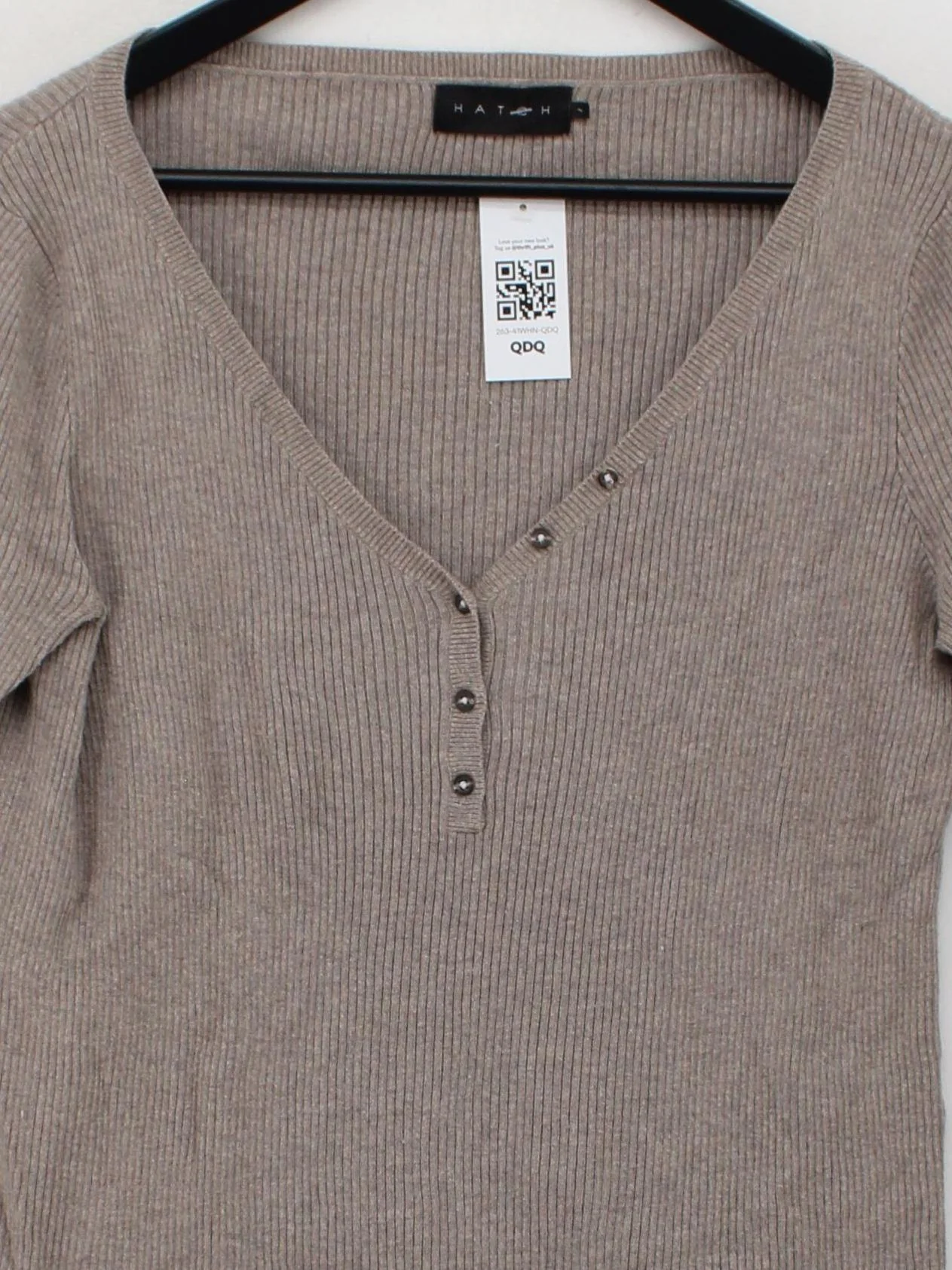 Hatch Women's Maternity Top S Tan Cotton with Rayon, Nylon V-Neck Pullover - Image 3