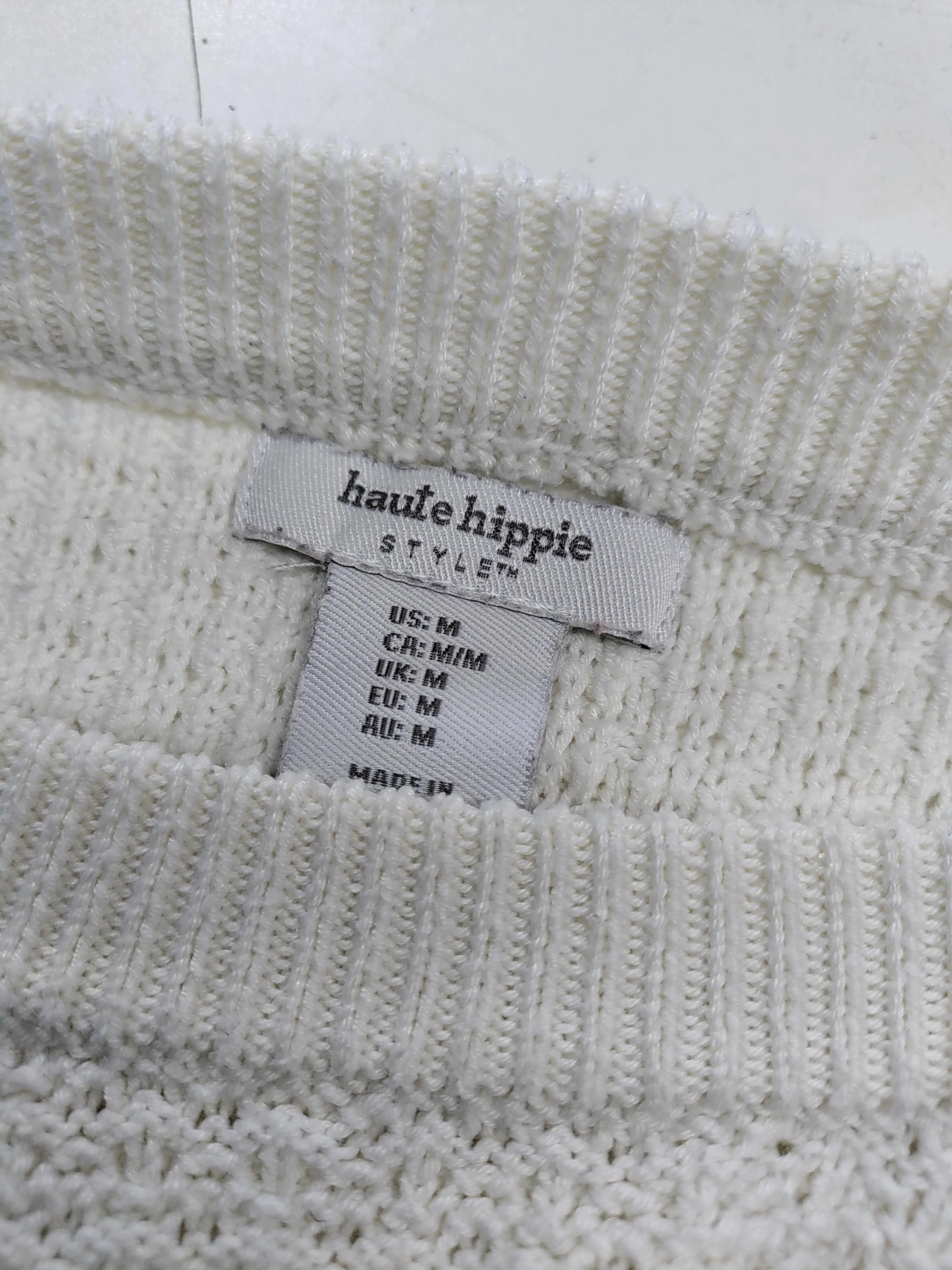 Haute Hippie Women's Jumper M Cream Polyester with Cotton, Acrylic Pullover - Image 5