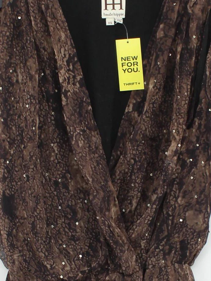 haute hippie Wrap Midi Dress XS in Brown - Image 3