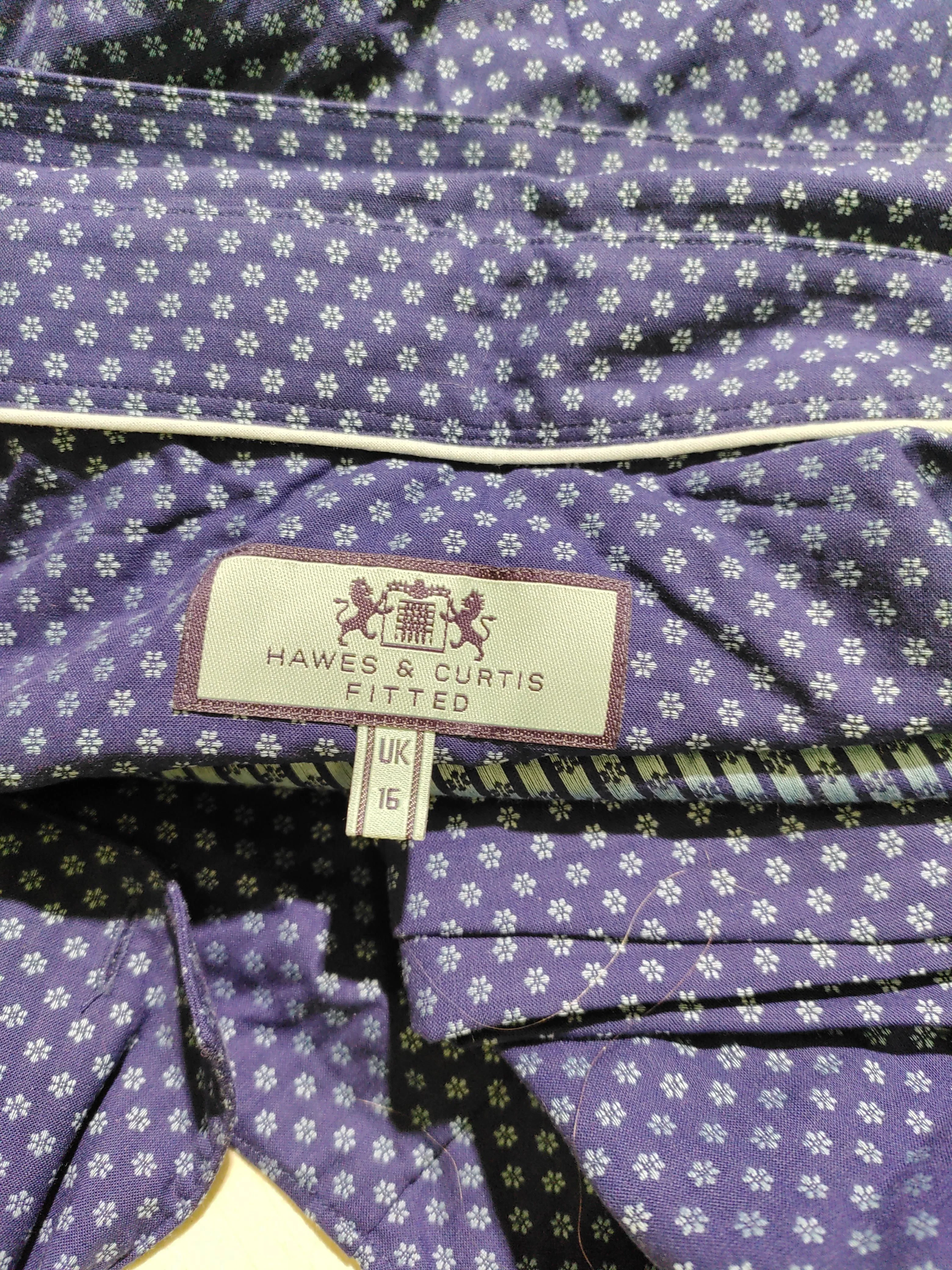 Hawes & Curtis Men's Shirt Chest: 16 in Blue Floral Cotton with Elastane Basic - Image 5