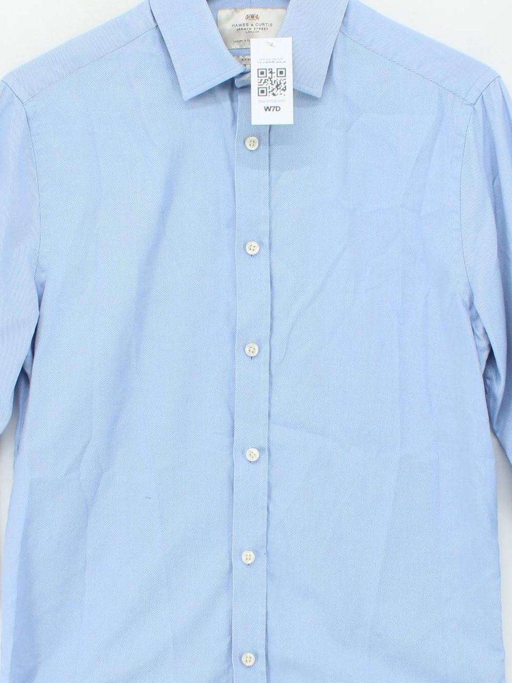 Hawes & Curtis Men's Shirt Chest: 33 in Blue Striped 100% Cotton Basic - Image 3