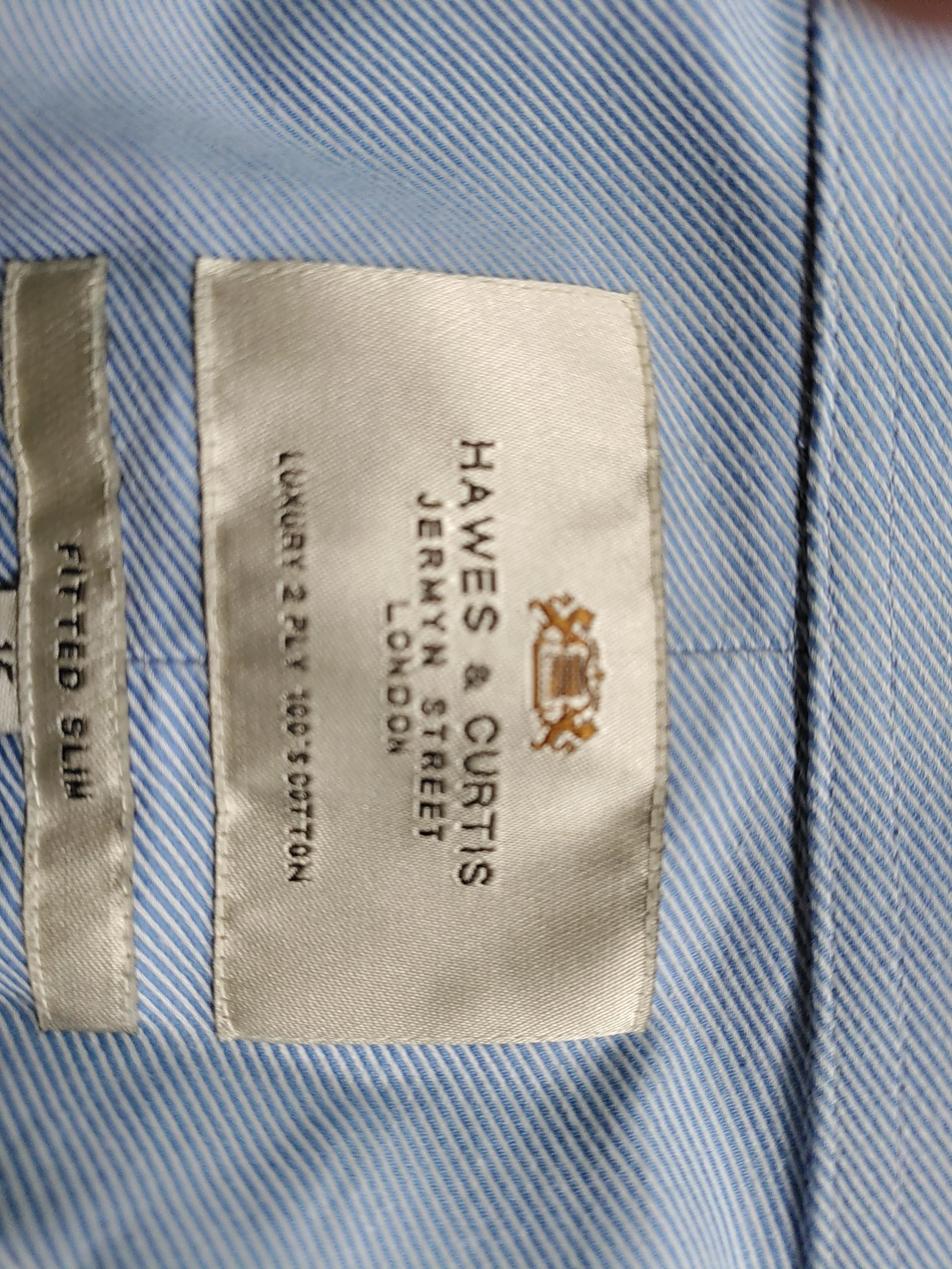 Hawes & Curtis Men's Shirt Chest: 33 in Blue Striped 100% Cotton Basic - Image 6