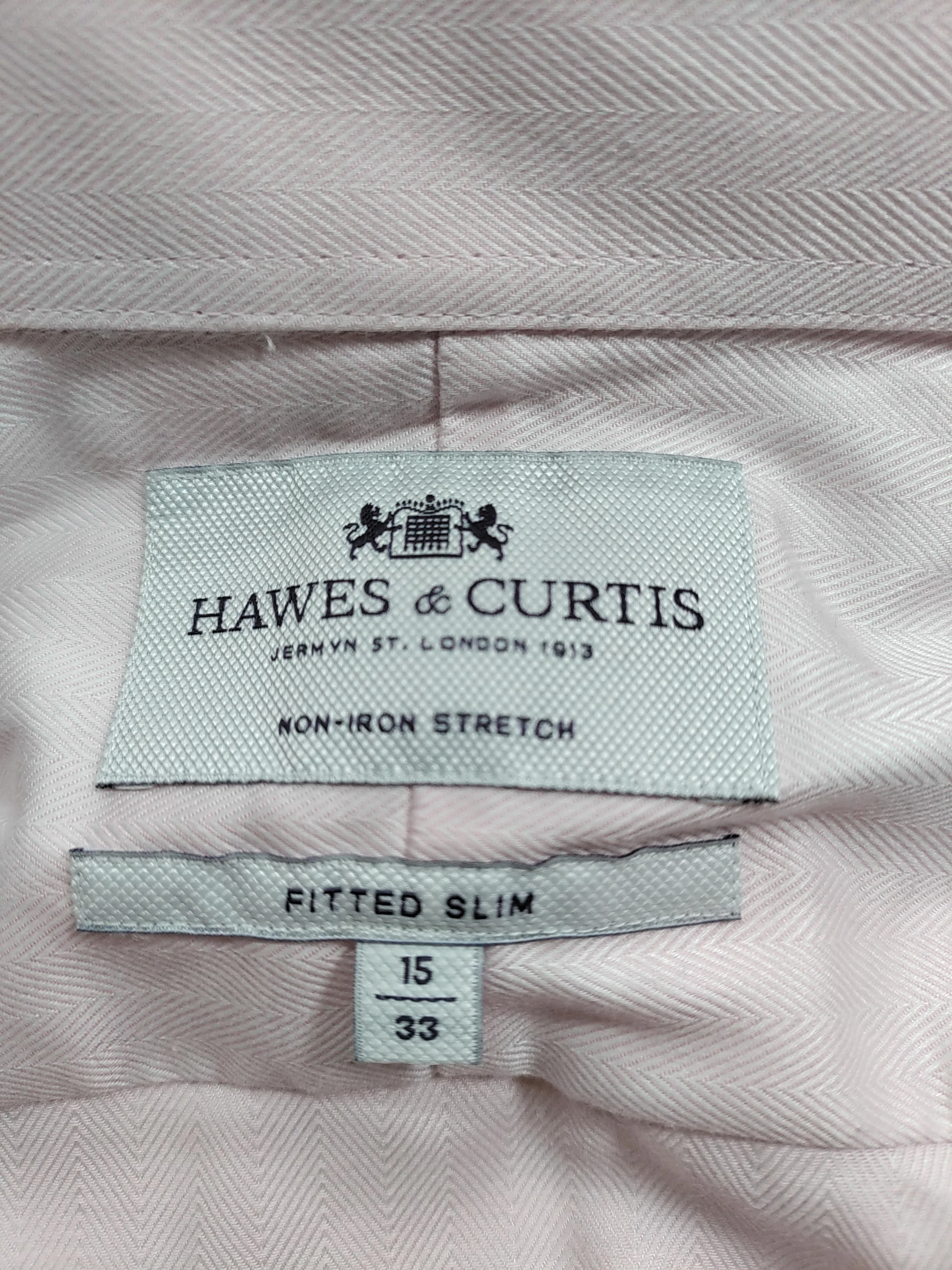 Hawes & Curtis Men's Shirt Collar: 15 in Pink Cotton with Elastane Basic - Image 5