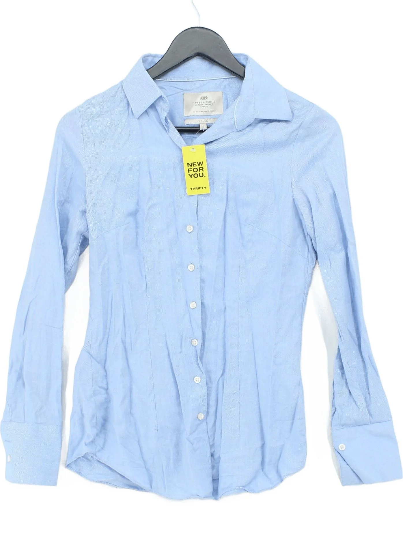 Hawes & Curtis Women's Shirt UK 6 Blue 100% Cotton Long Sleeve Collared Basic