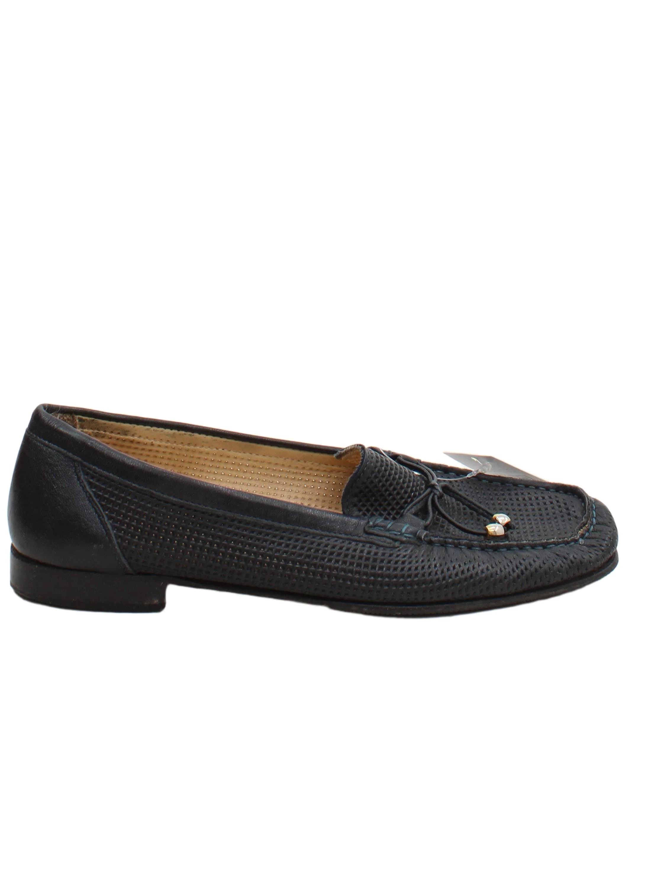 HB Women's Flat Shoes UK 6 Black 100% Leather Loafer