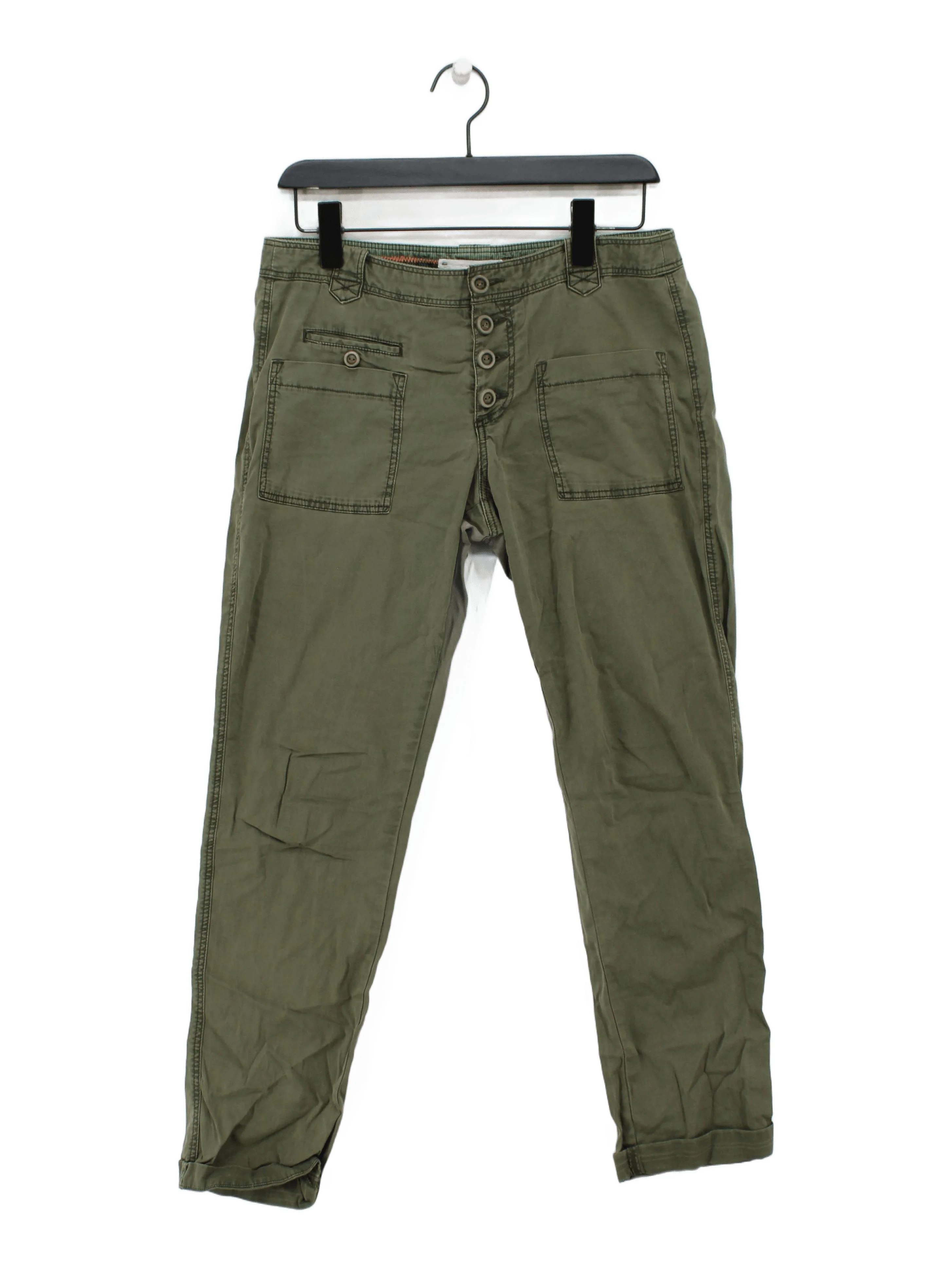 Hei Hei Women's Trousers W 32 in Green Cotton with Spandex Tapered Chino